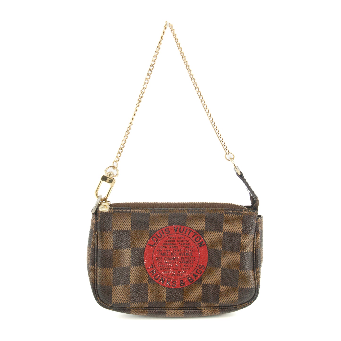 Louis Vuitton Damier Ebene Mini Pochette Accessories Clutch Bag #3333