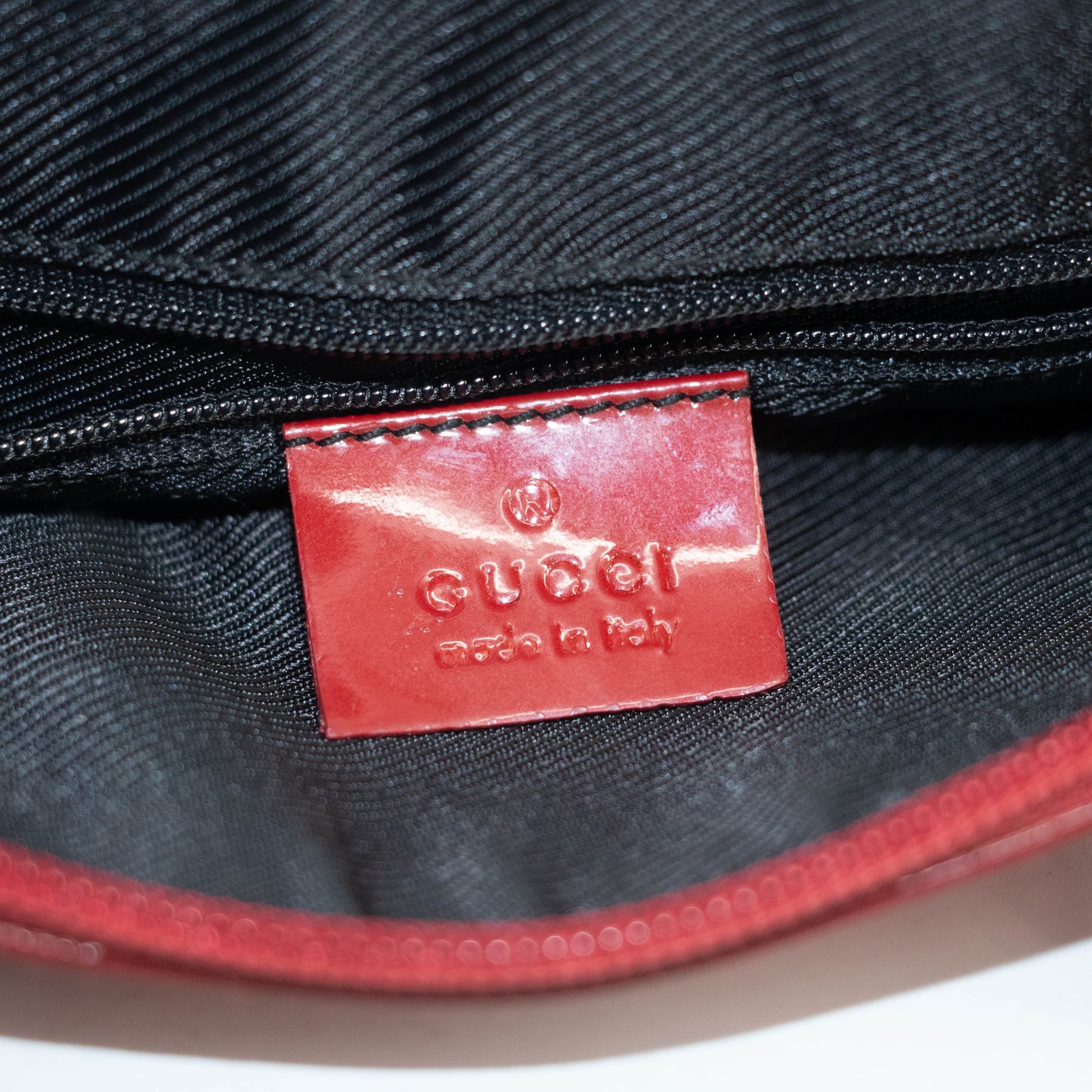 Gucci GG Canvas Red Patent Trimmed Square Tote Bag #3434