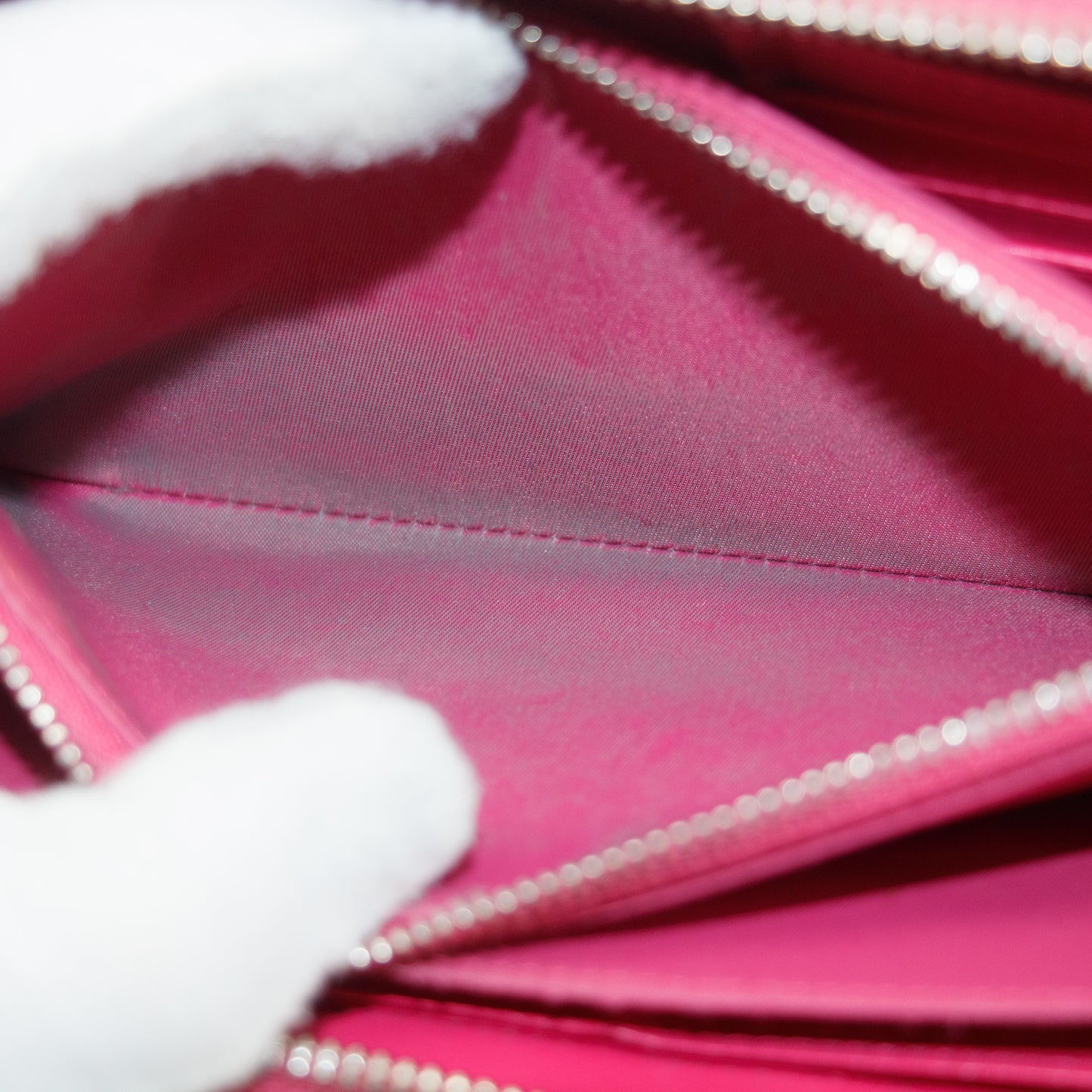 Christian Dior Cannage Patent Pink Zip Around Wallet #3435