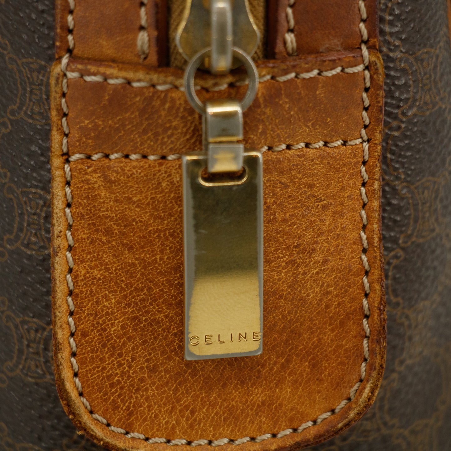 Celine Brown Macadam PVC x Leather Handbag #3540