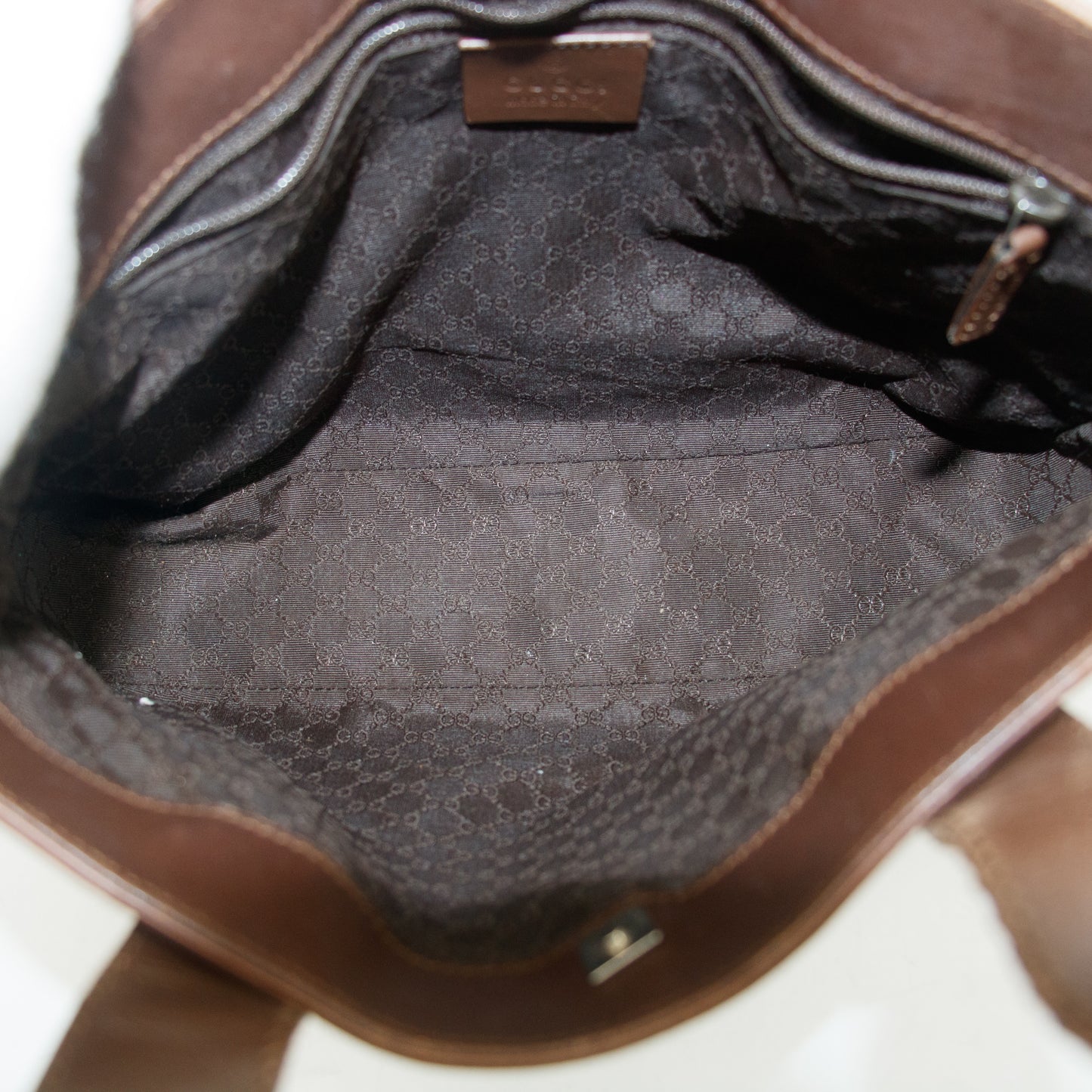 Gucci Brown Leather Web Tote Bag #3550