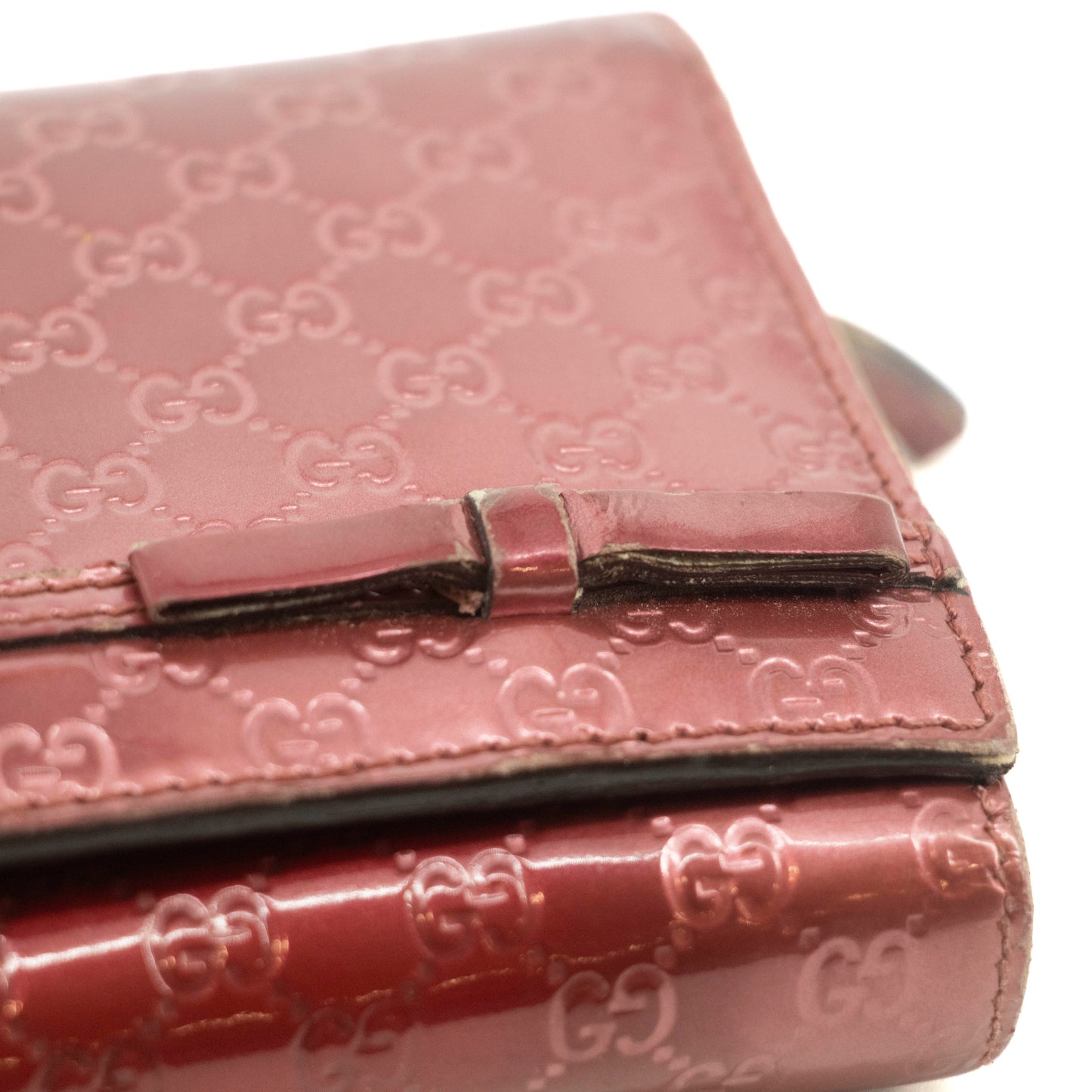 Gucci Microguccisima Patent Leather Pink Long Wallet #3562