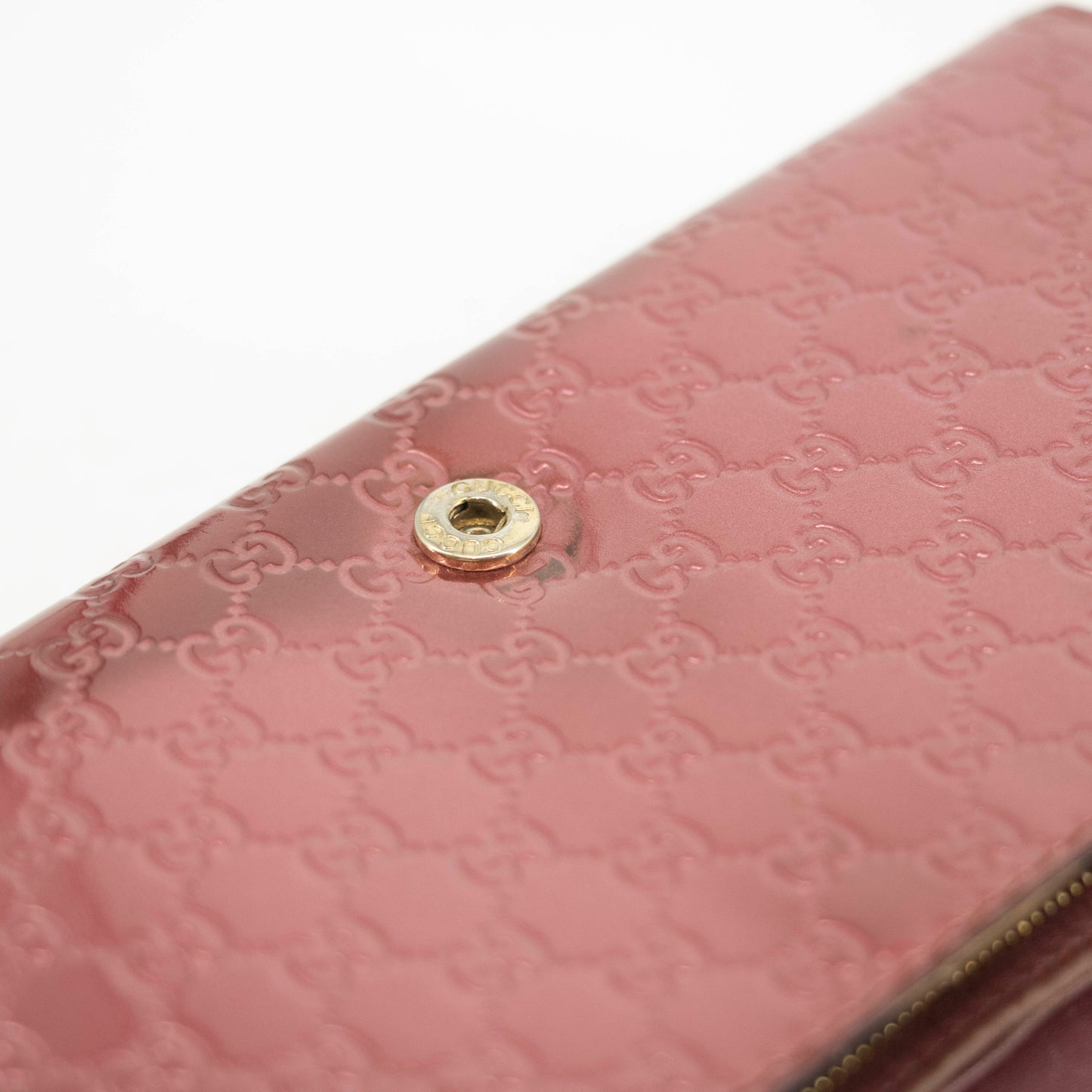 Gucci Microguccisima Patent Leather Pink Long Wallet #3562