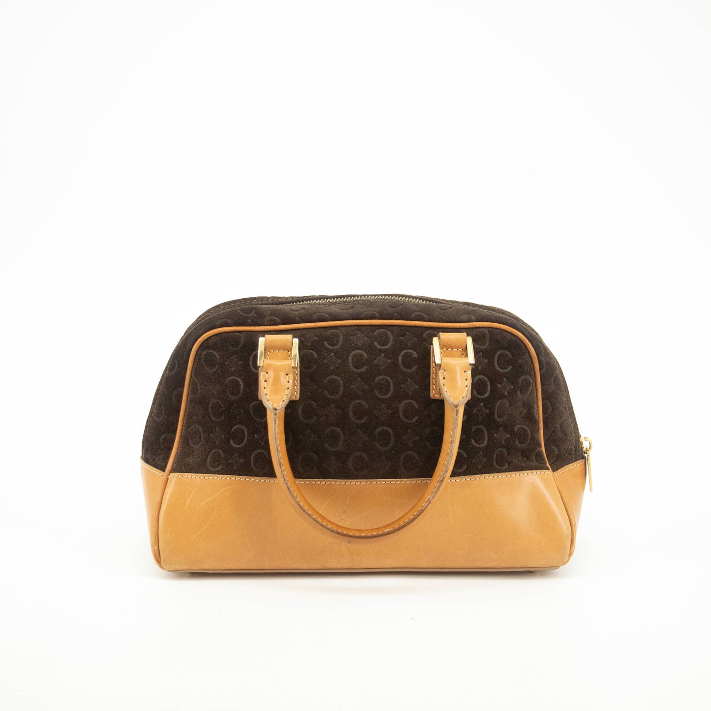 Celine Brown Suede Leather Mini Boston Bag #3563