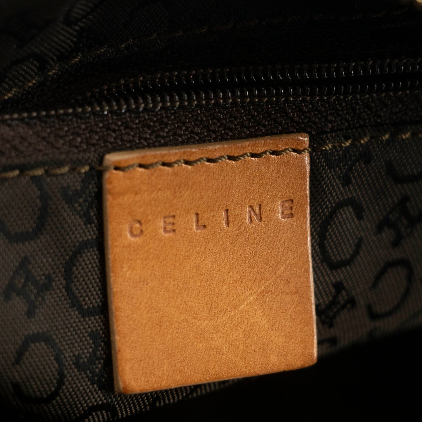 Celine Brown Suede Leather Mini Boston Bag #3563