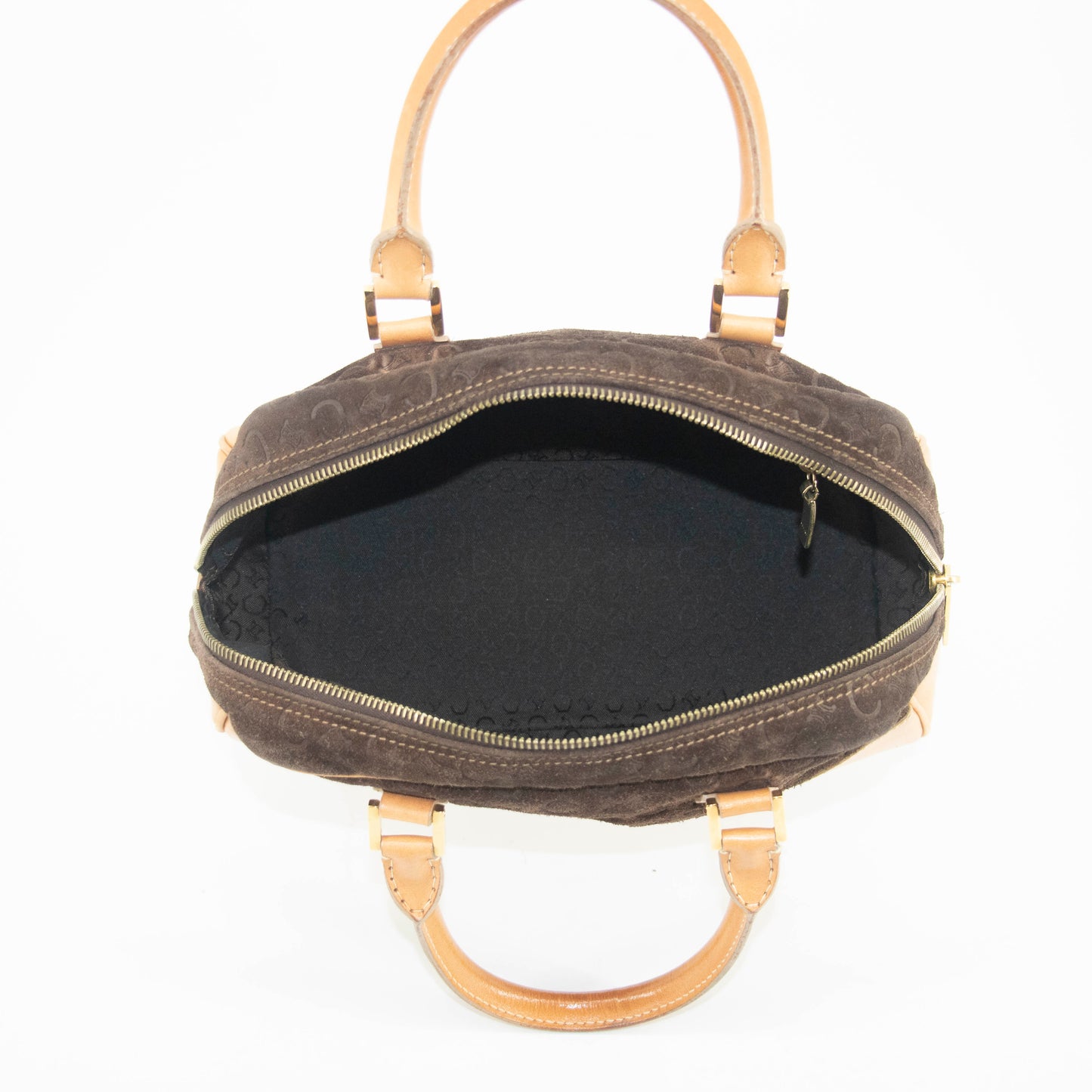 Celine Brown Suede Leather Mini Boston Bag #3563