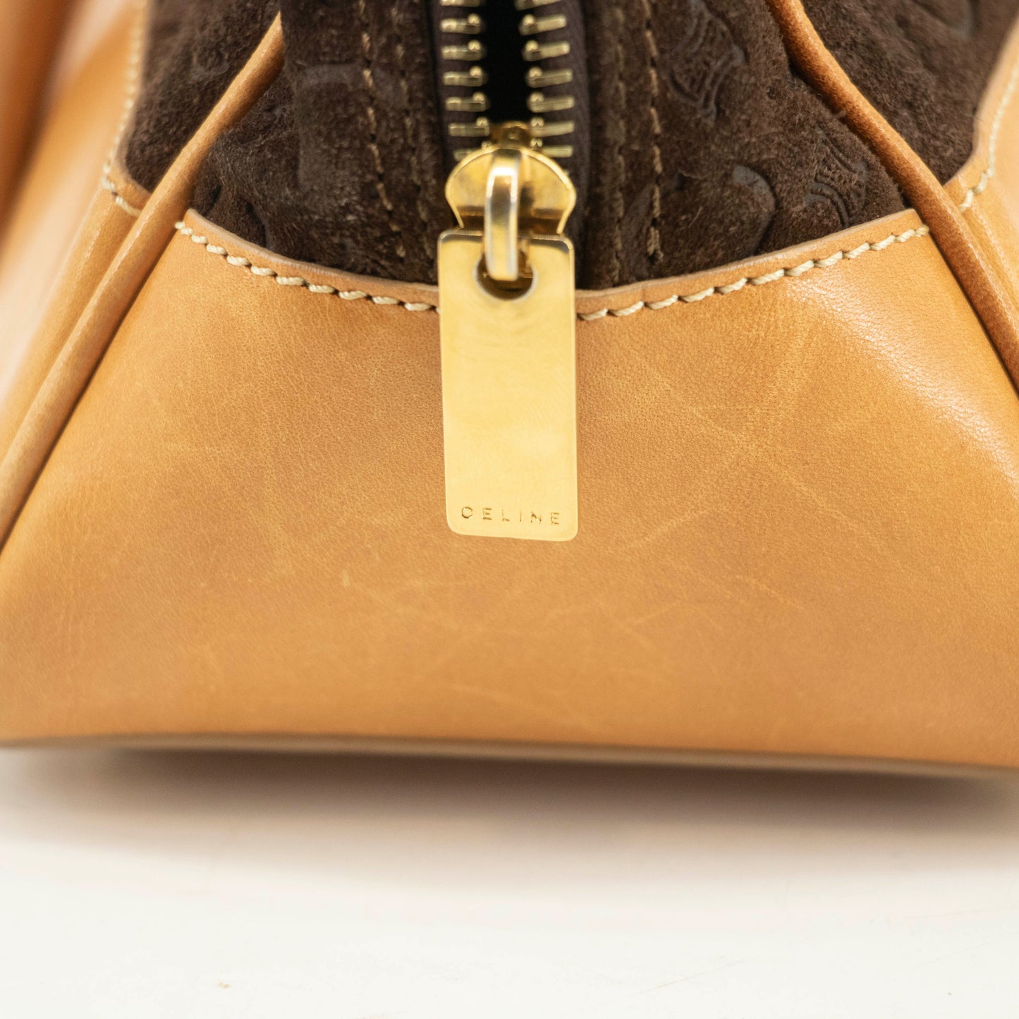 Celine Brown Suede Leather Mini Boston Bag #3563