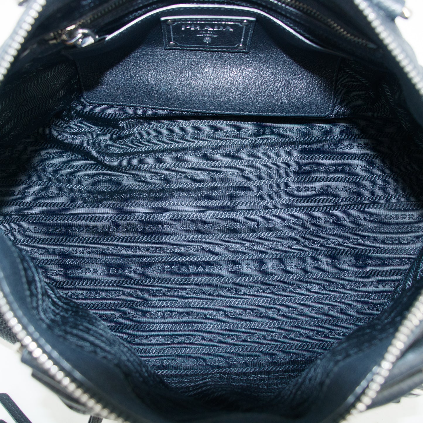 Prada Vitello Phenix Black Top Handle 2Way Shopping Shoulder Bag #3577
