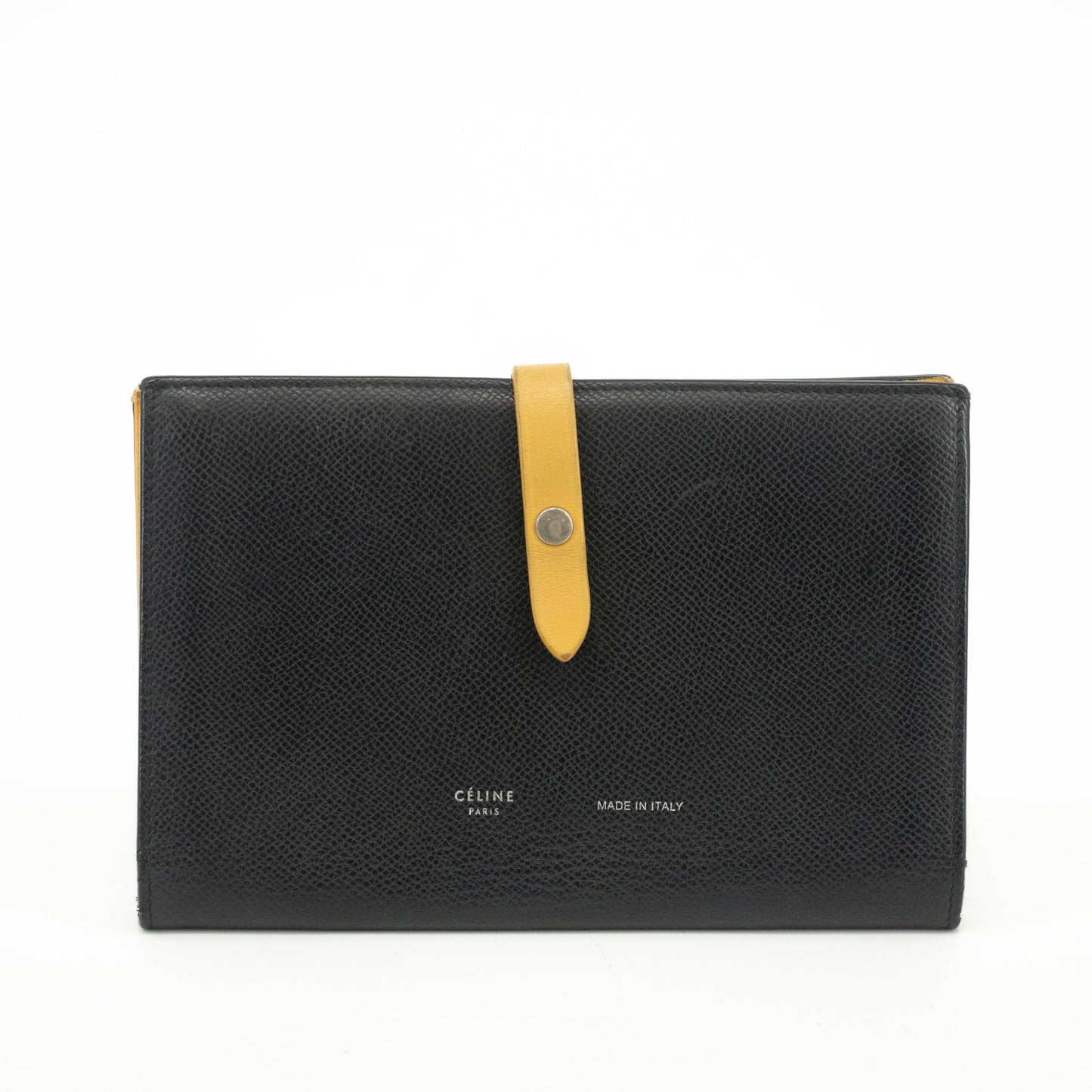 Celine Medium Leather Colorblock Pattern Multifunction Wallet Black #3594
