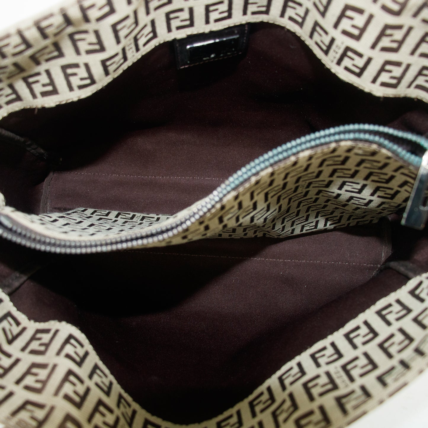 Fendi FF Zucchino Beige Canvas Shoulder Bag #3607