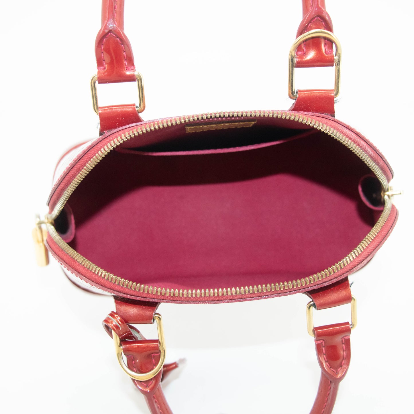Louis Vuitton Red Vernis Alma BB Shoulder Bag w/ Strap #3642