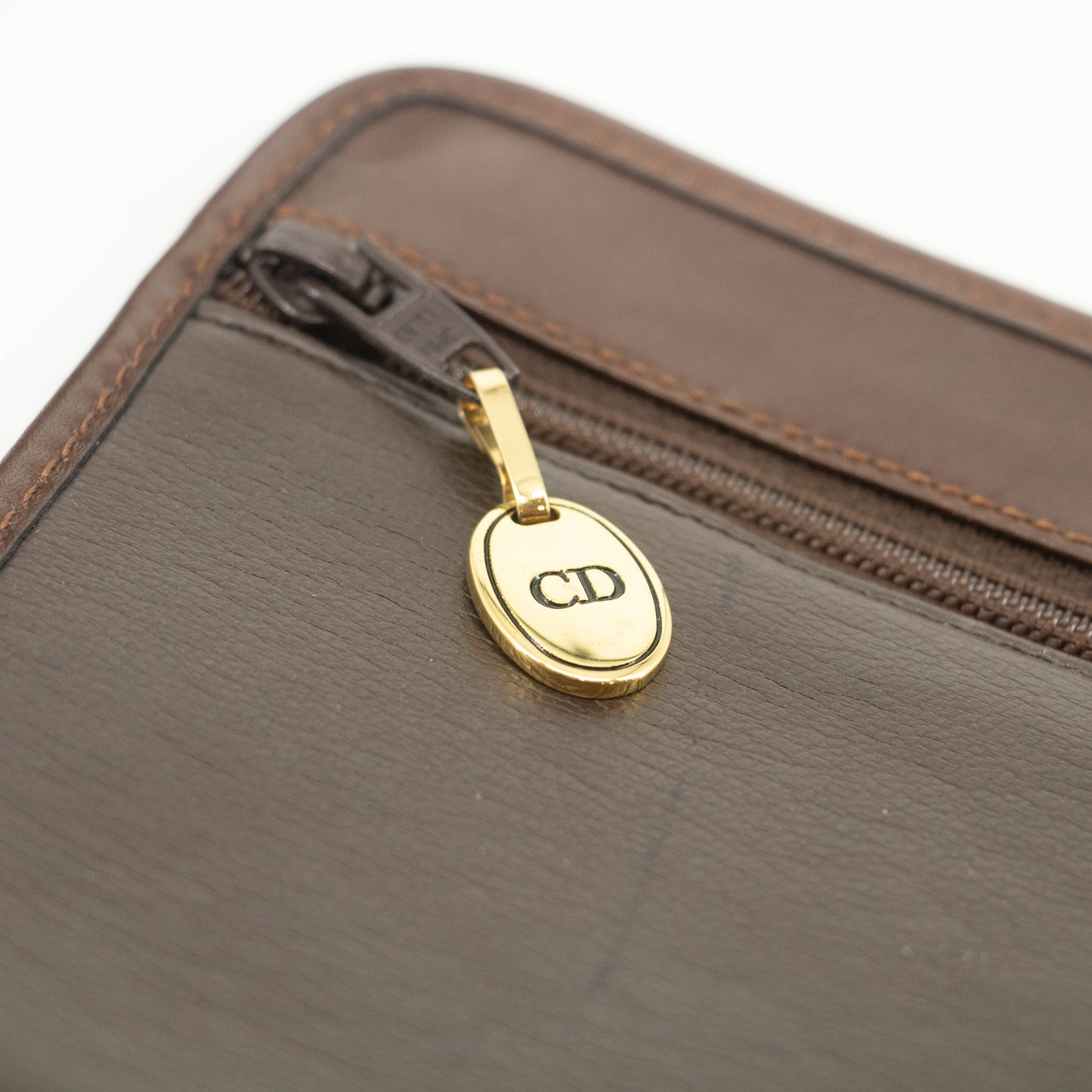 Christian Dior Vintage Brown Leather Flap Shoulder Bag #3652