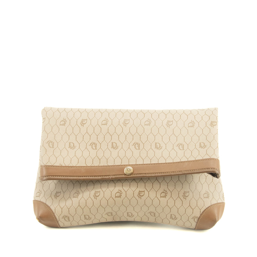 Christian Dior Honeycomb PVC Beige Clutch Bag #3653