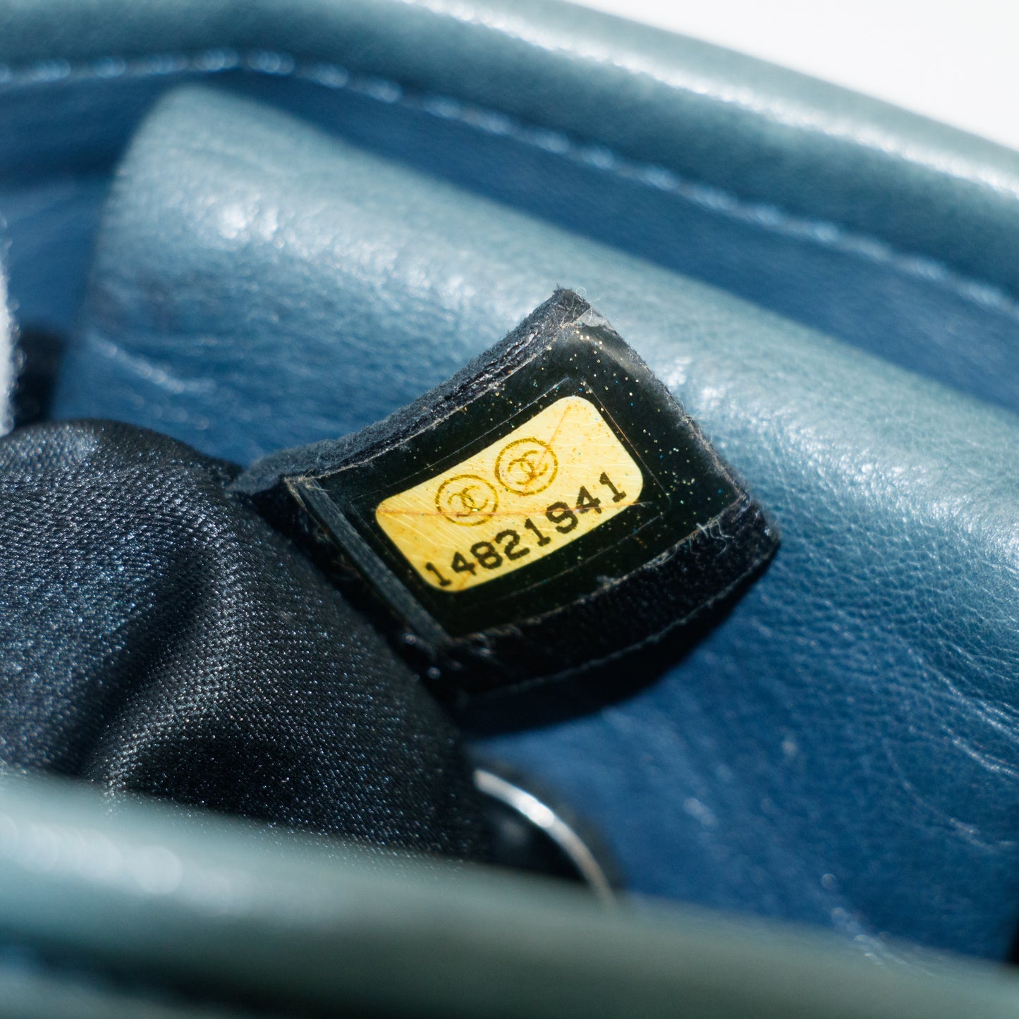 Chanel Blue Lambskin Quilted Gunmetal Chain Shoulder Bag #3741