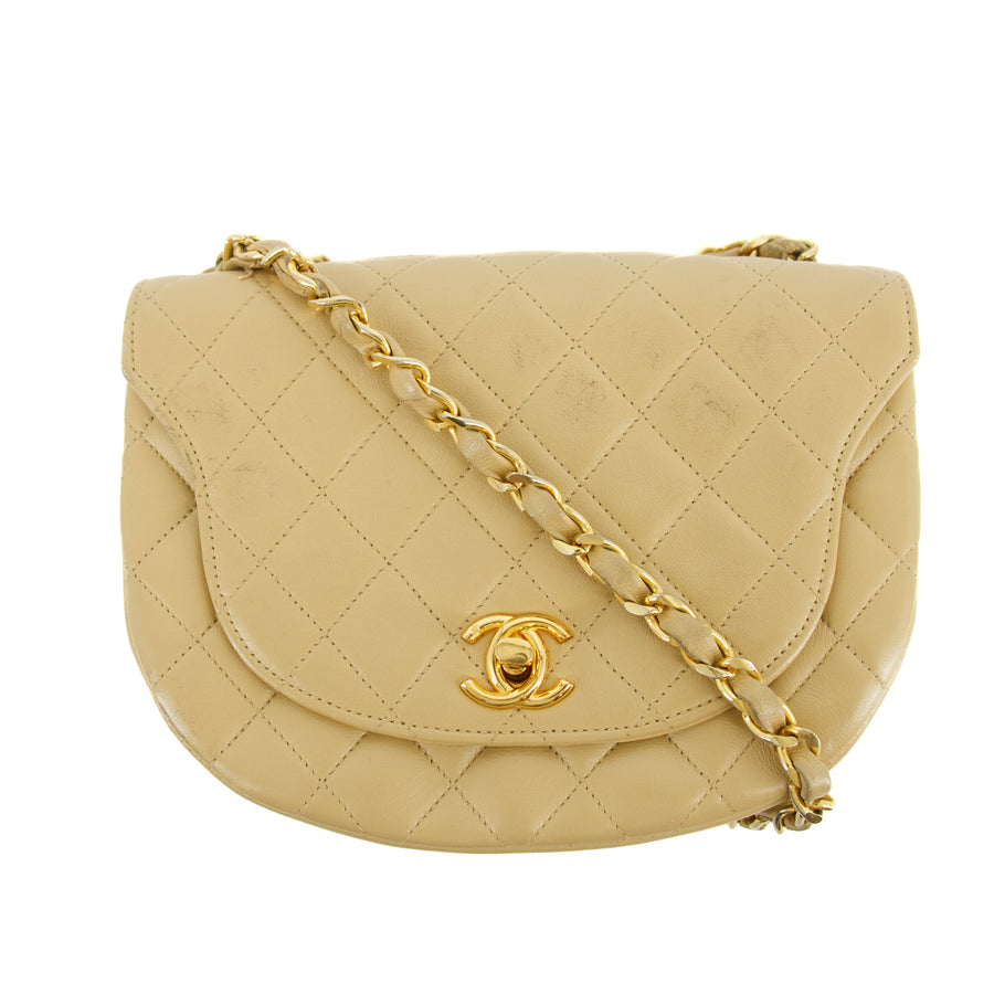 Chanel Lambskin Beige Quilted Chain Shoulder Bag #3772