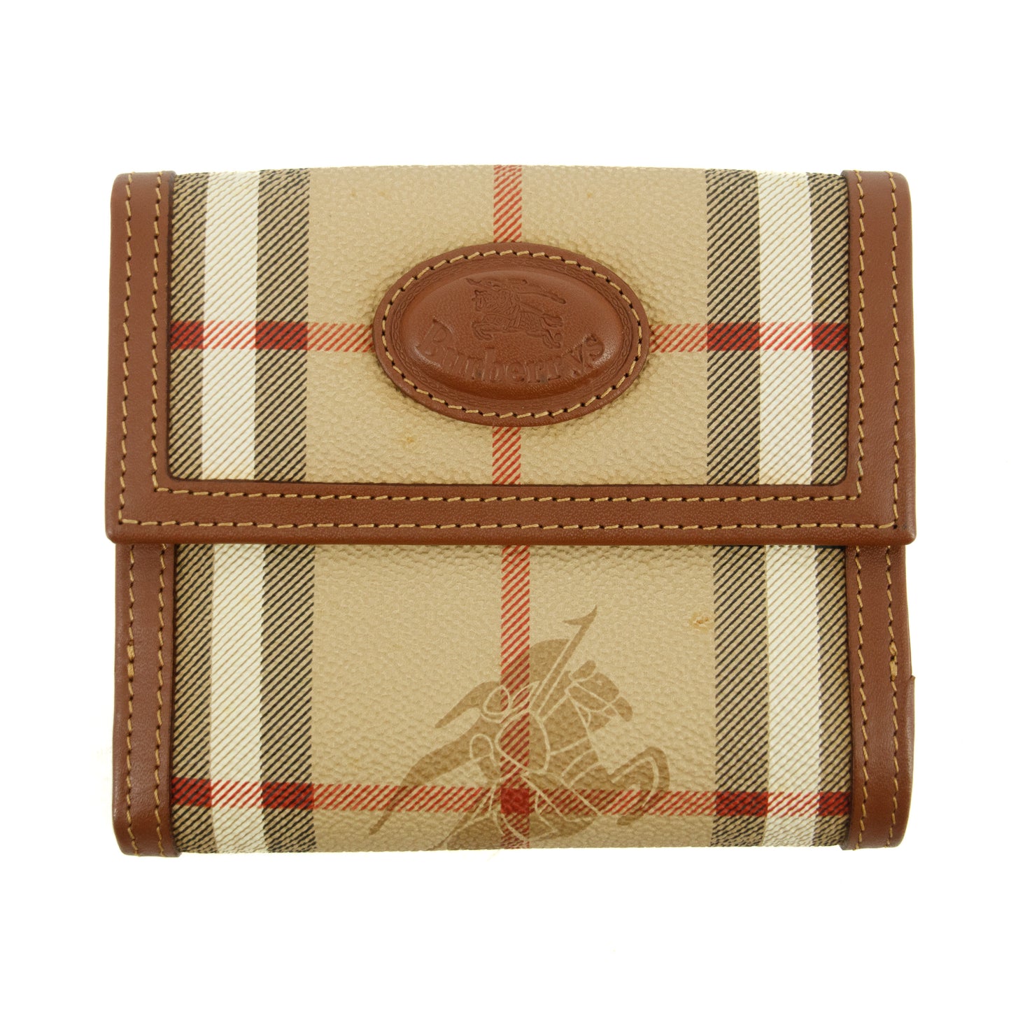 Burberry Brown Check Leather Compact Wallet #3811