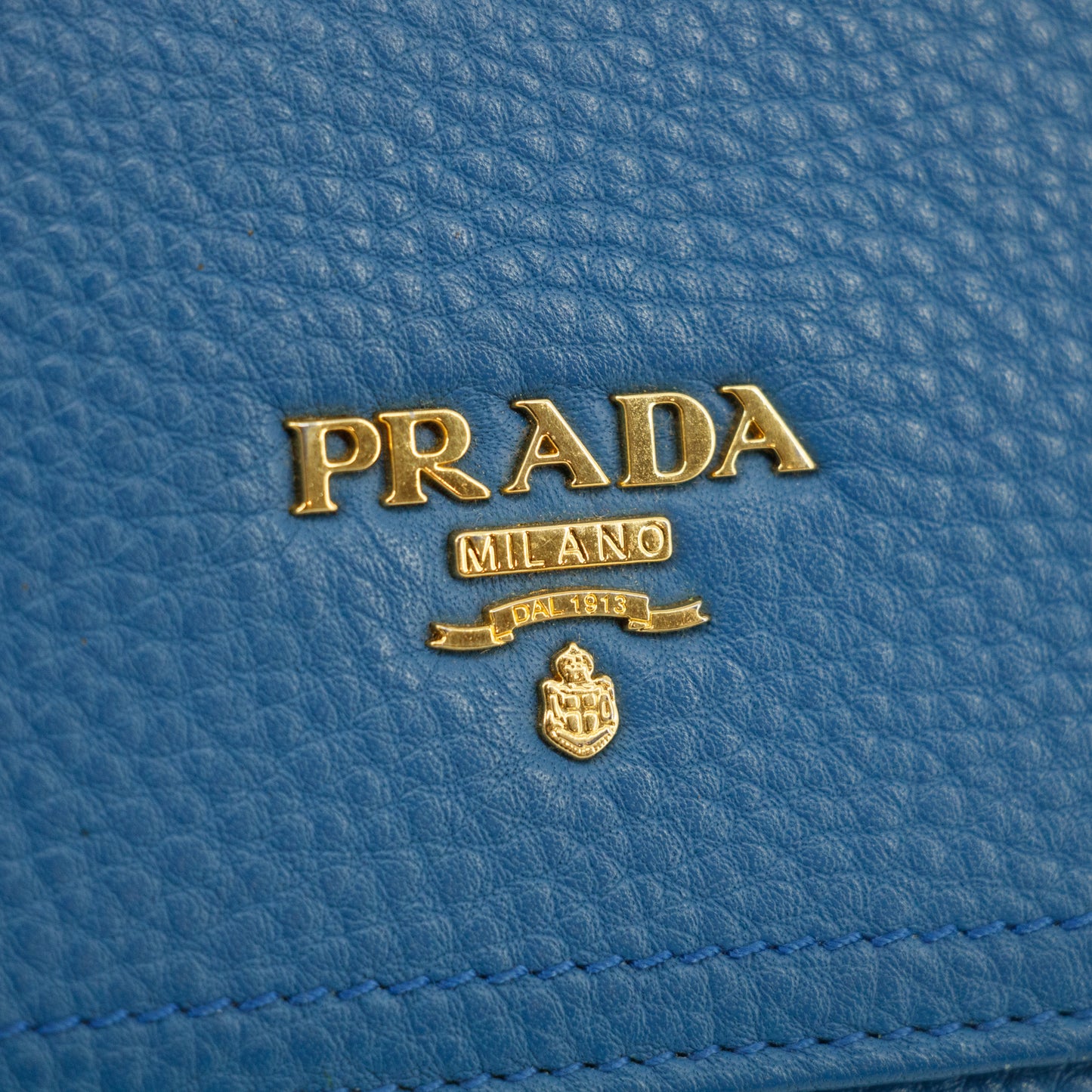 Prada Vitello Daino Blue Continental Flap Long Wallet #3823
