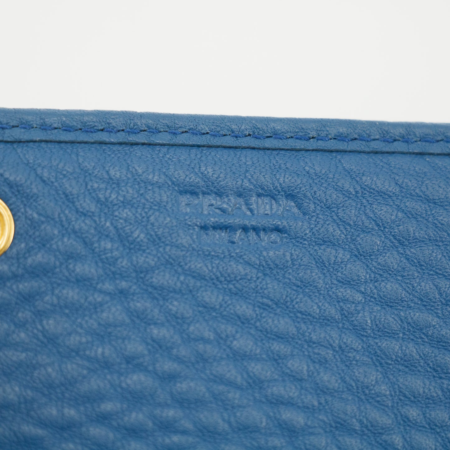 Prada Vitello Daino Blue Continental Flap Long Wallet #3823