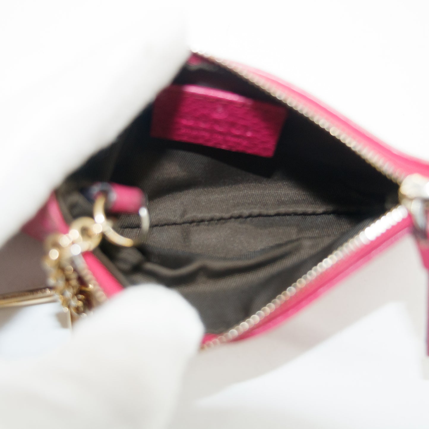 Gucci Pink Leather Zip Key Cles Coin Pouch #3831