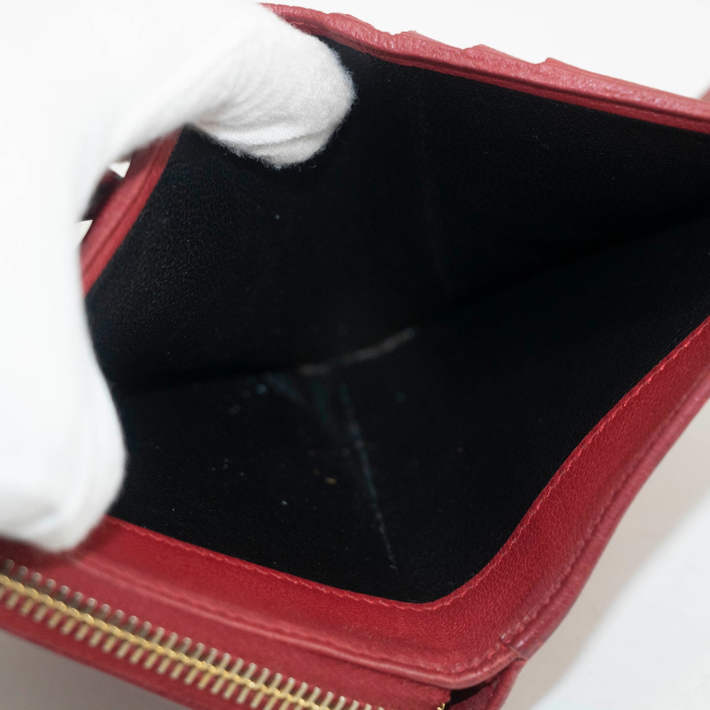 YSL Red Belle de Joie Compact Wallet #3915