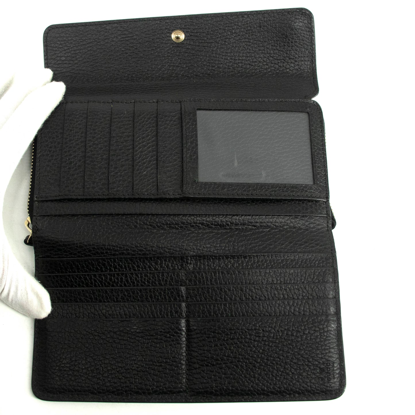 Gucci Interlocking G Black Zip Around Tri-fold Wallet #3917