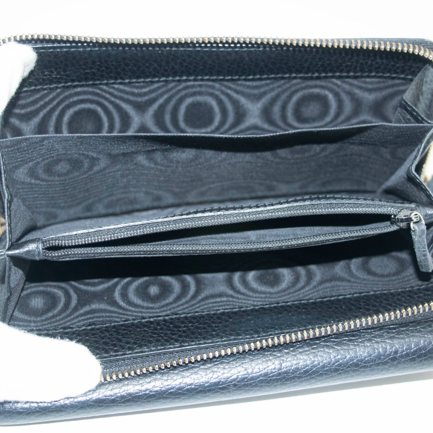 Gucci Interlocking G Black Zip Around Tri-fold Wallet #3917