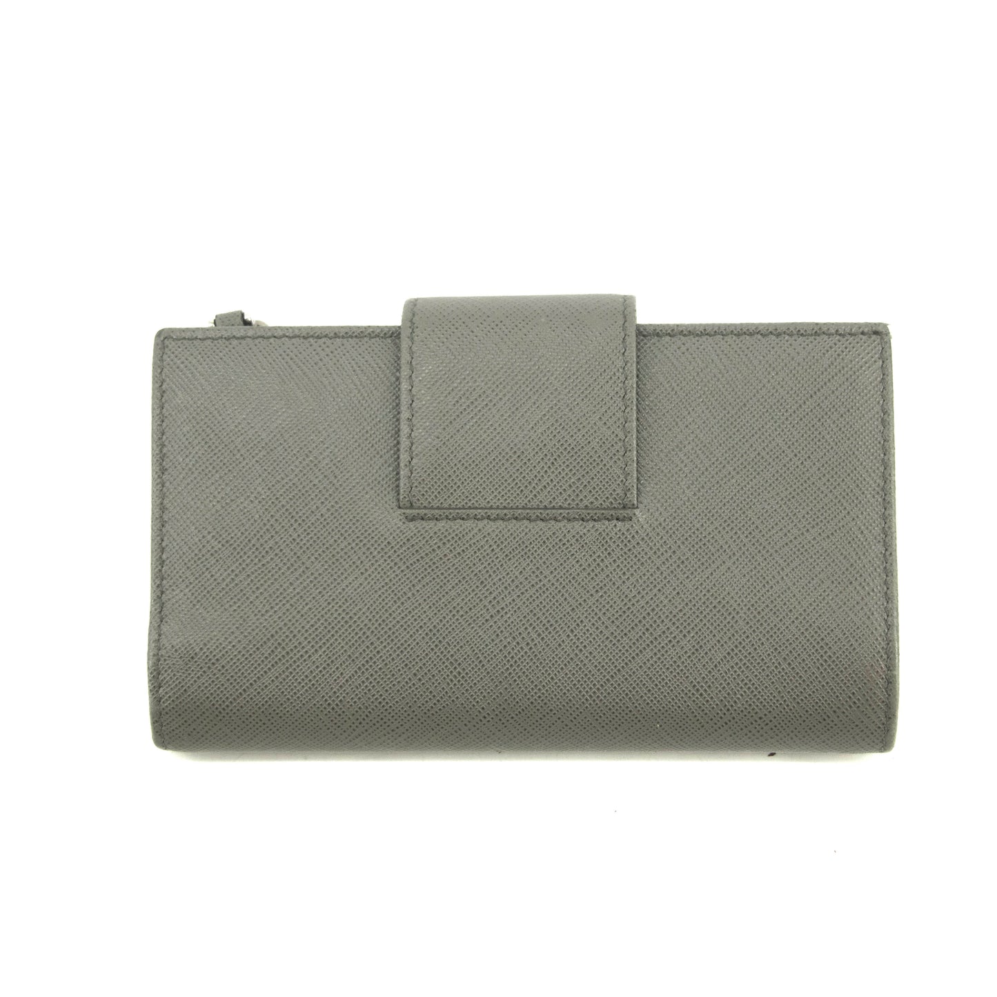 Prada Saffiano Leather Grey Metal Medium Wallet #3918