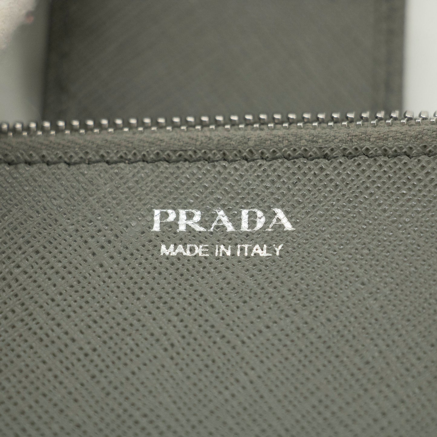 Prada Saffiano Leather Grey Metal Medium Wallet #3918