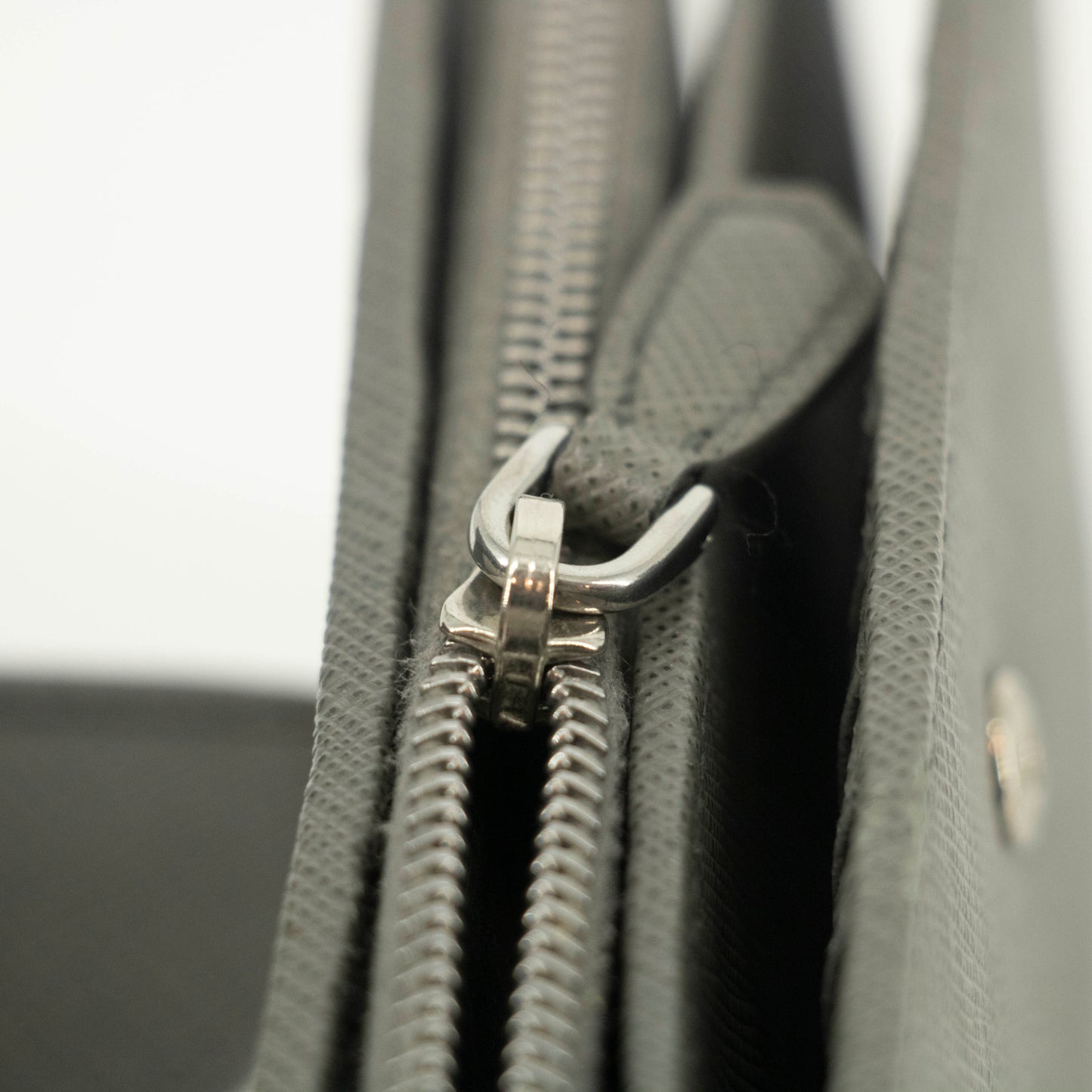 Prada Saffiano Leather Grey Metal Medium Wallet #3918