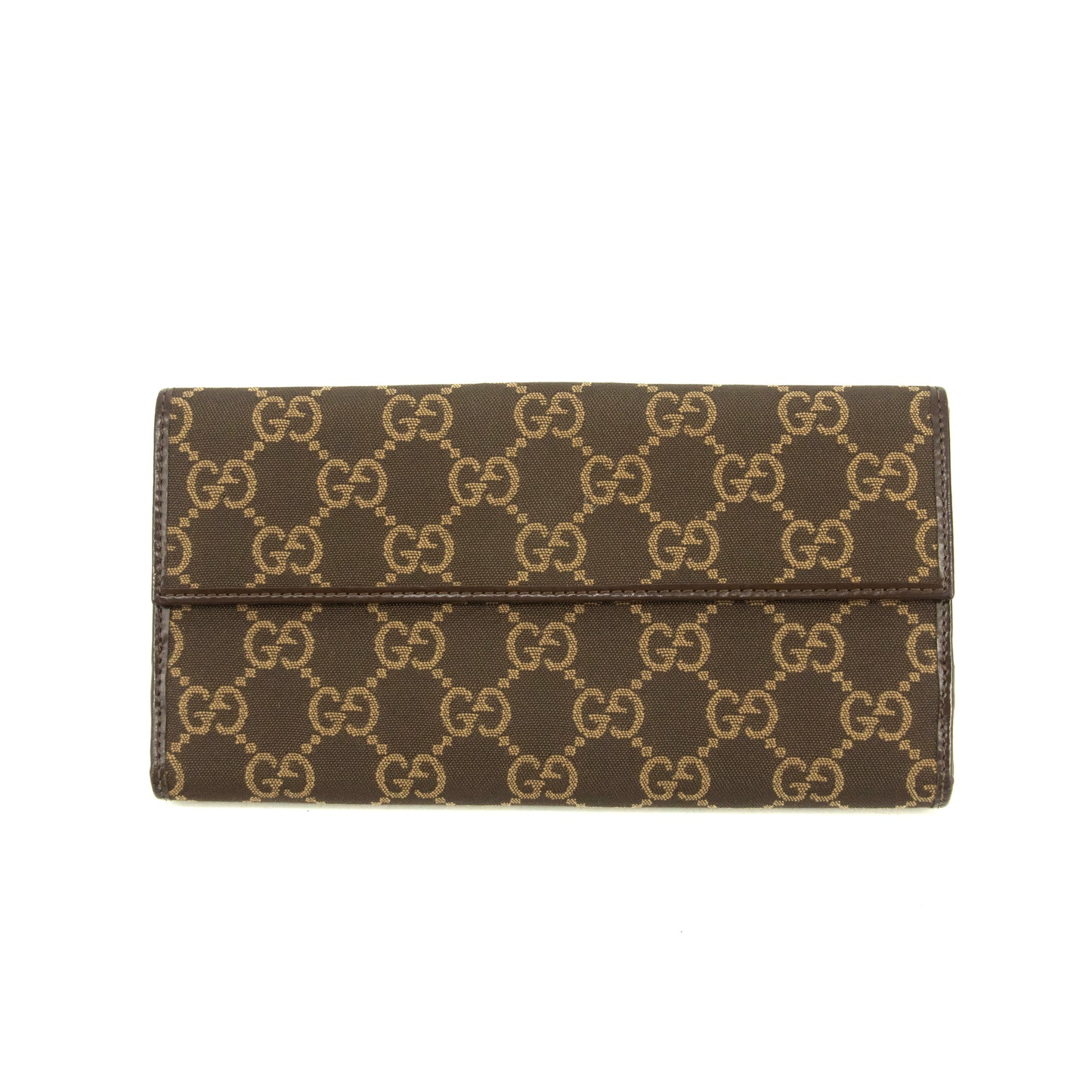 Gucci GG Logo Brown Canvas x Leather Long Wallet #3922