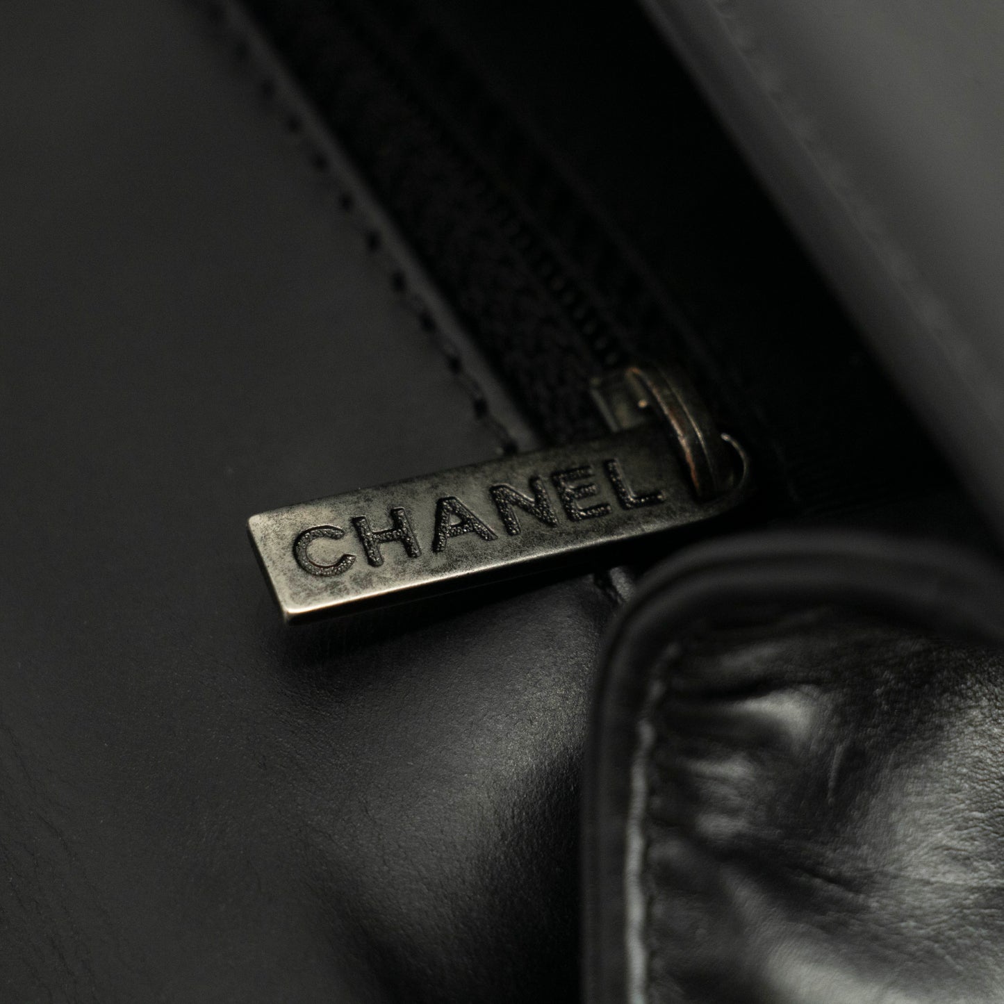 Chanel Black Vinyl Reverso Medium Boy Bag 15 Series #3975