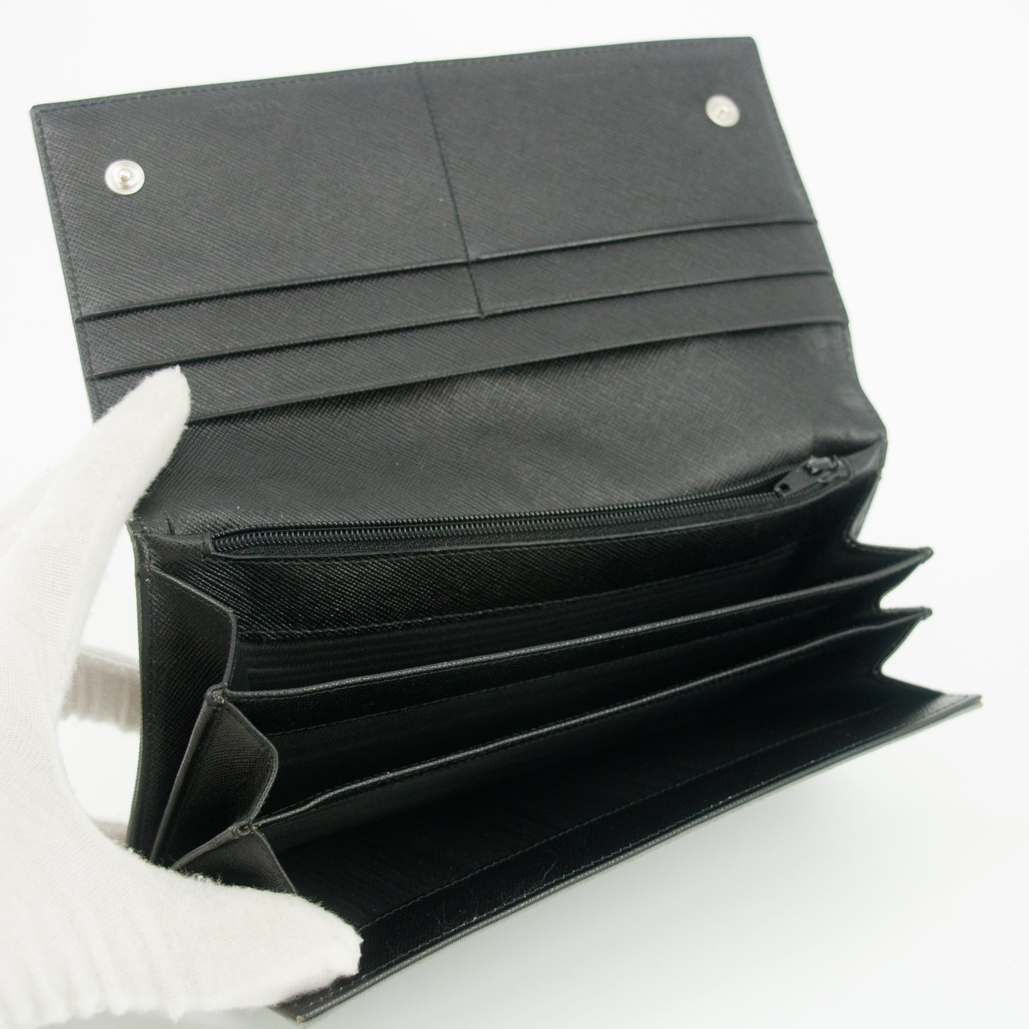 Prada Grey Nylon Triangular Logo Long Wallet #5162