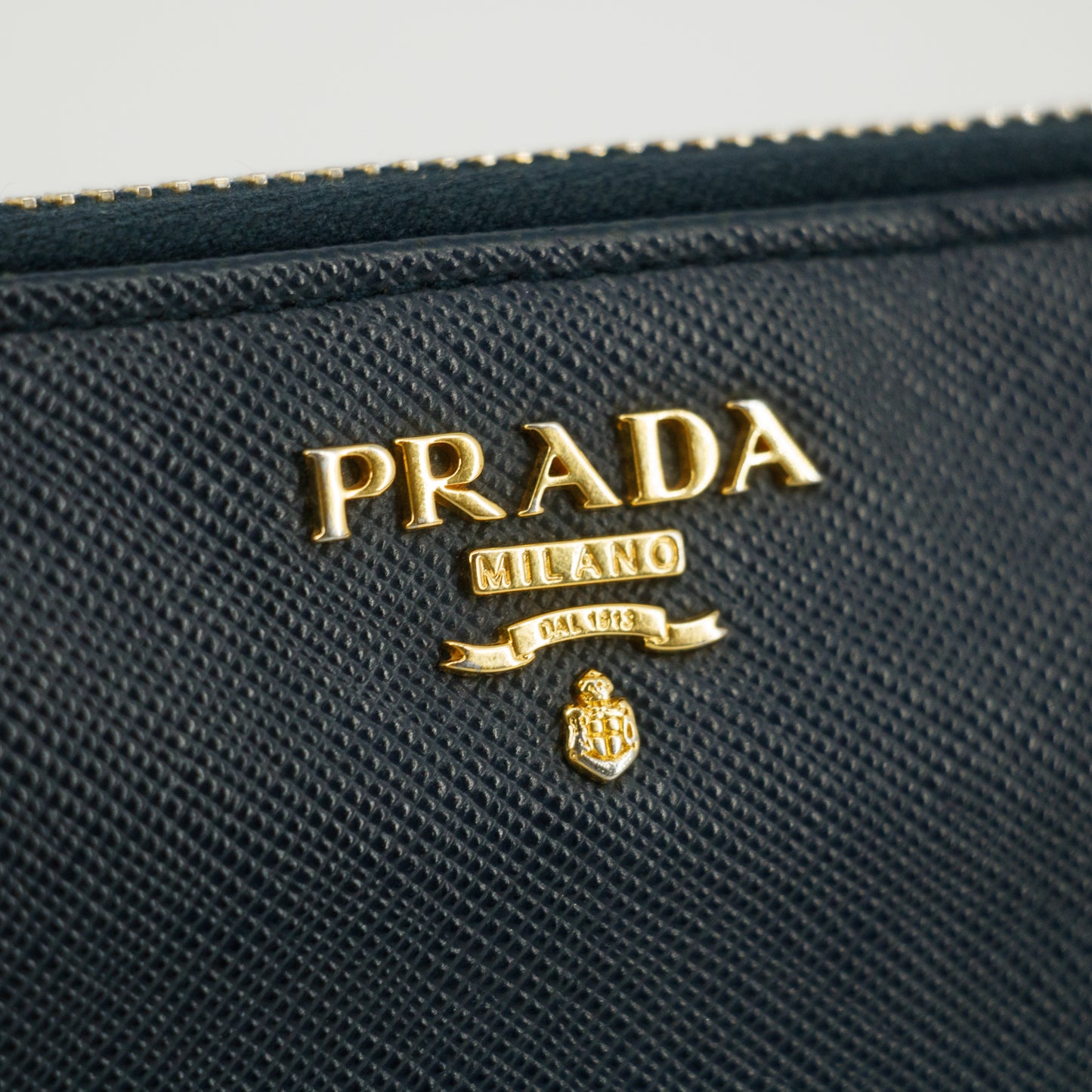 Prada Saffiano Leather Dark Blue Zip Around Wallet #5165