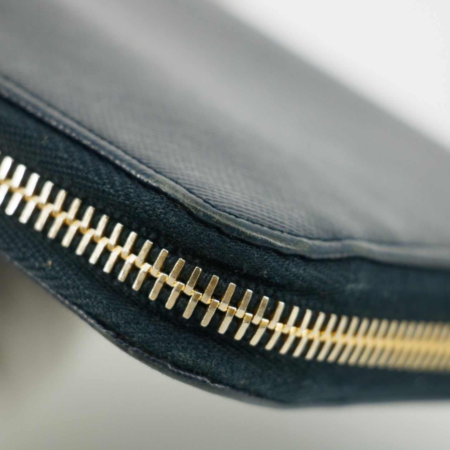 Prada Saffiano Leather Dark Blue Zip Around Wallet #5165
