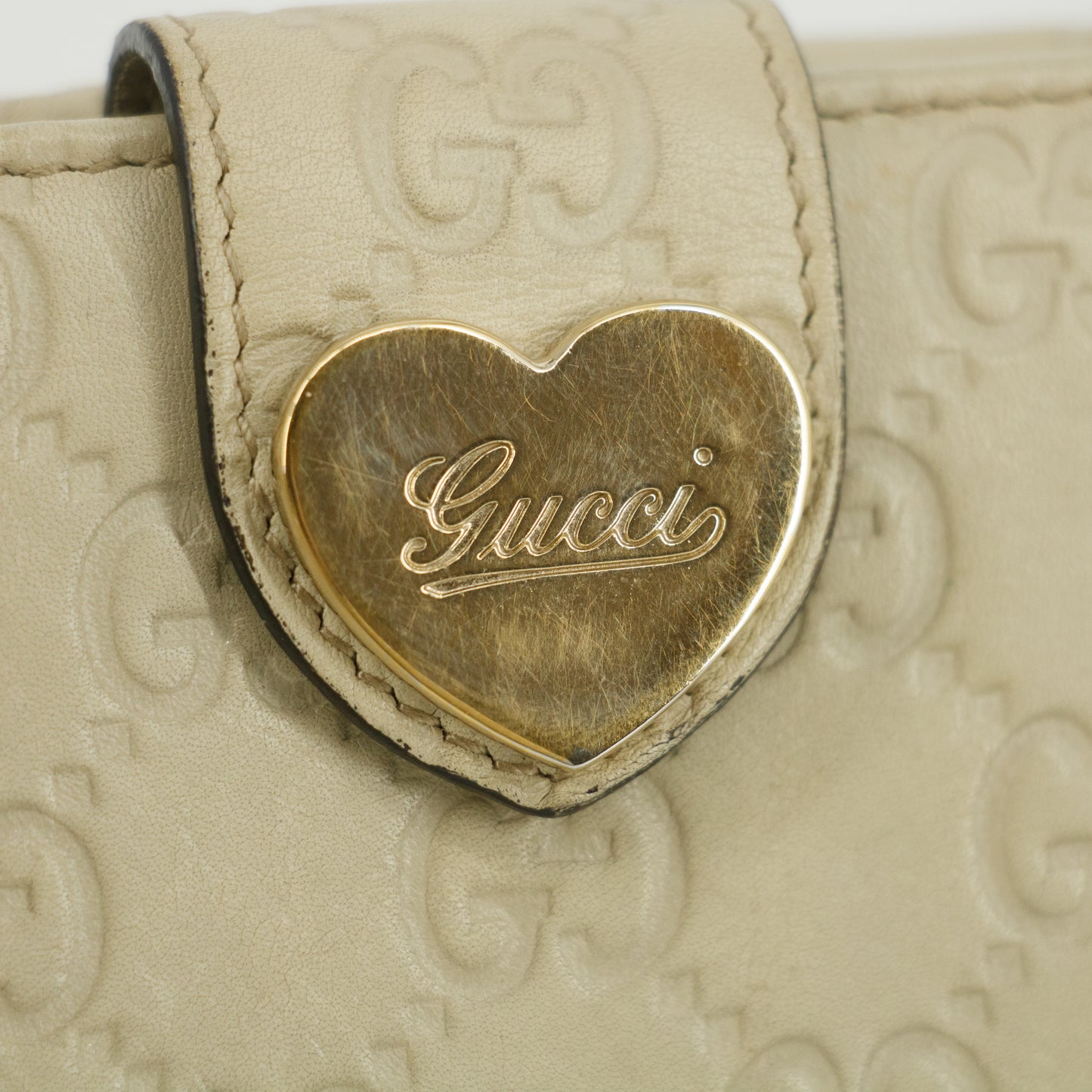 Gucci Guccissima White Heart Continental Long Wallet #5172