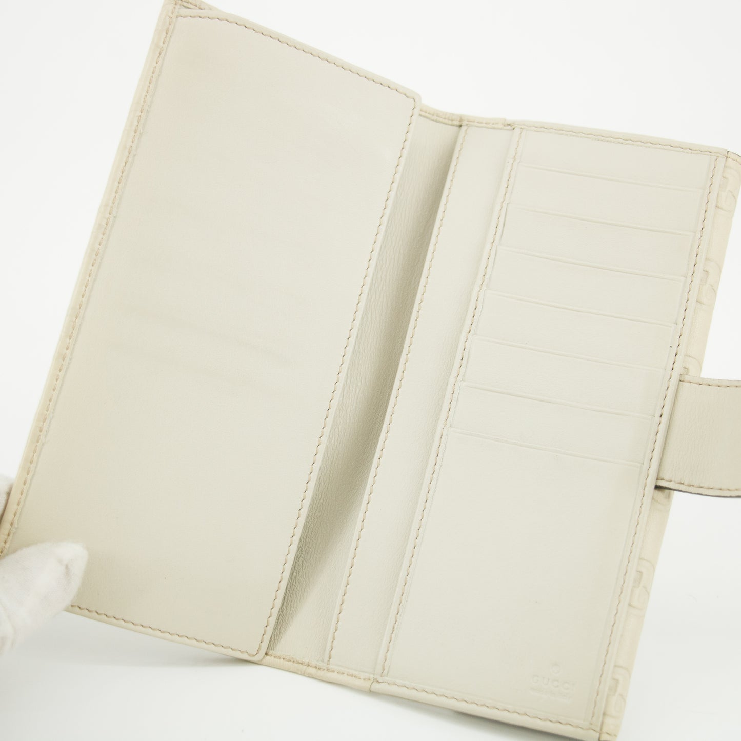Gucci Guccissima White Heart Continental Long Wallet #5172