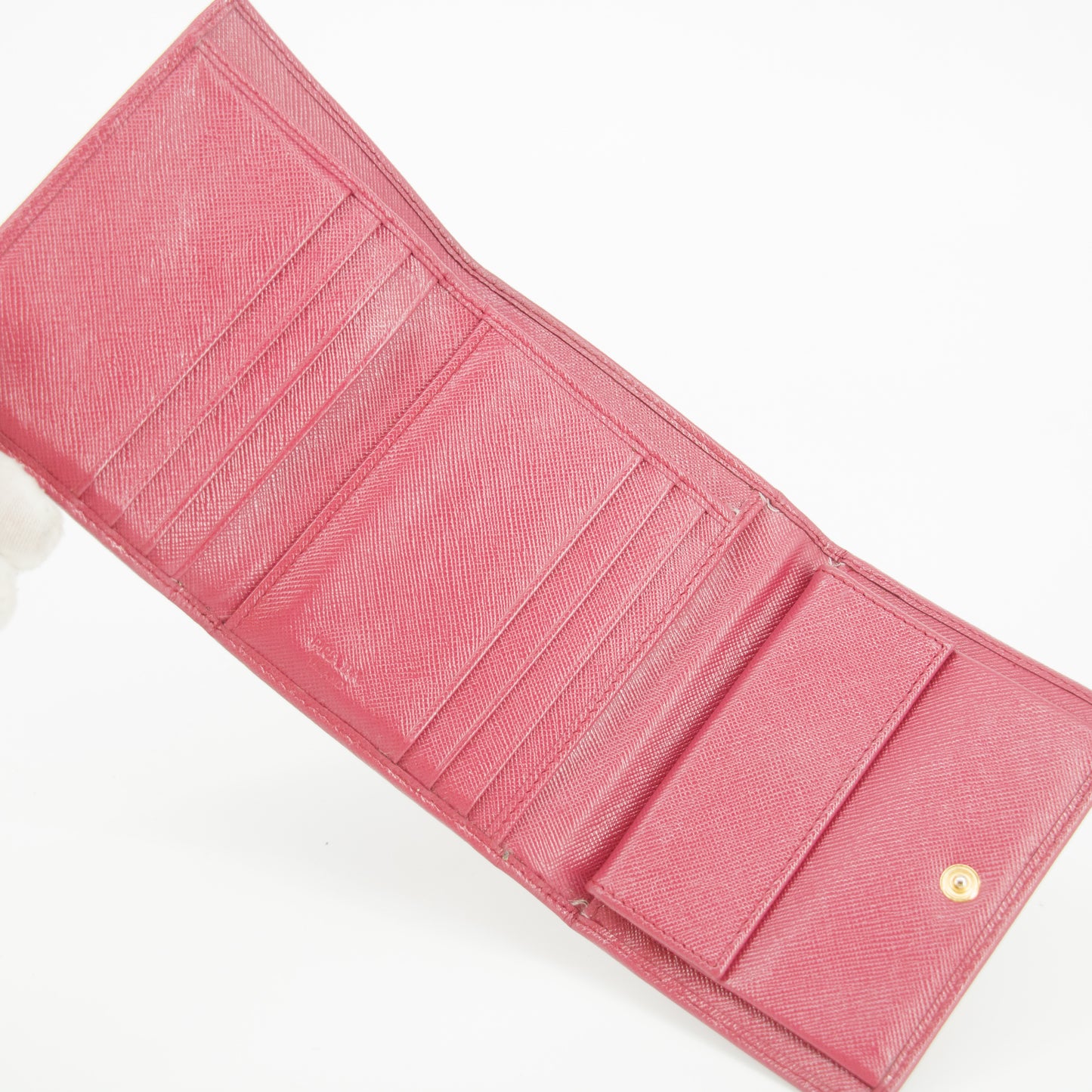 Prada Saffiano Leather Pink Compact Wallet #5174