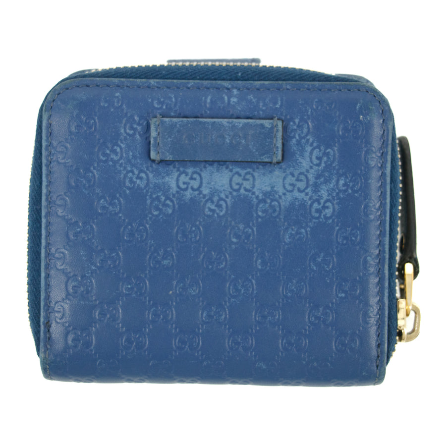 Gucci Micro Guccissima Blue Zip Around Compact Wallet #5188