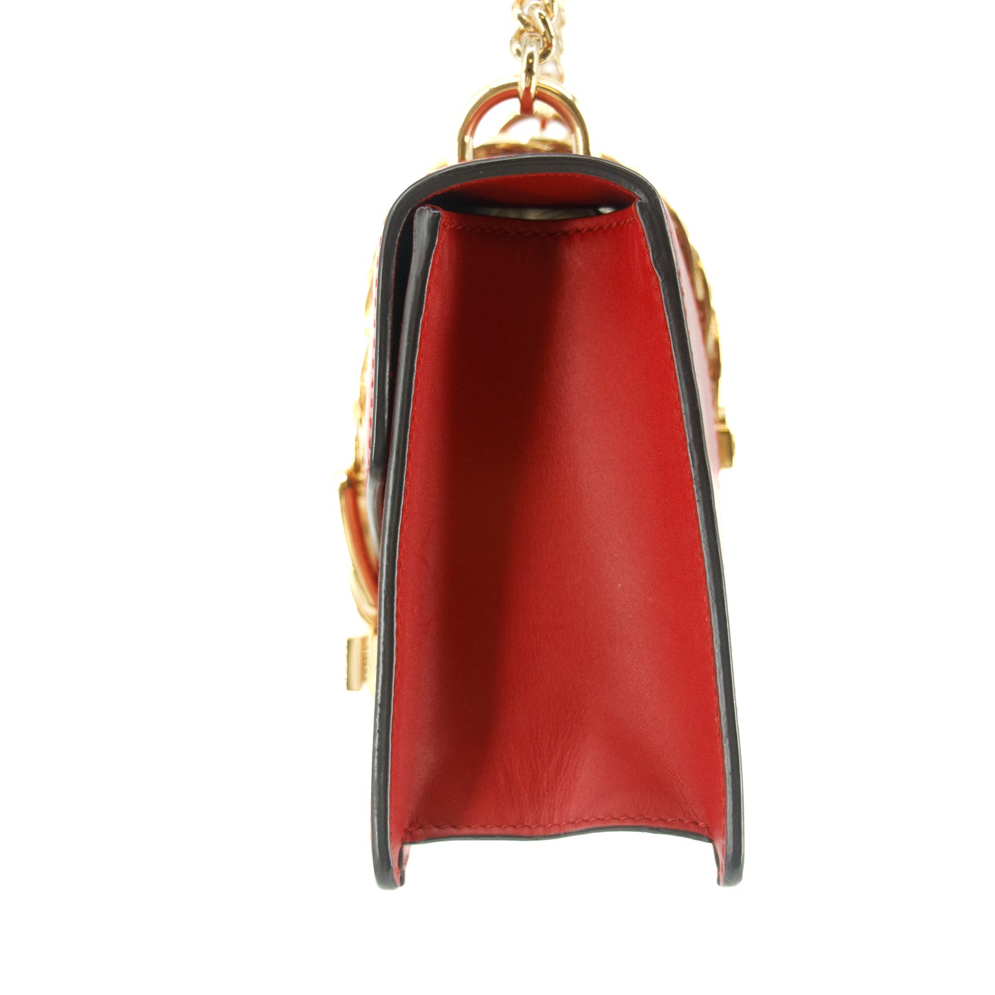 Gucci Sylvie Web Leather Red Chain Shoulder Bag #5295