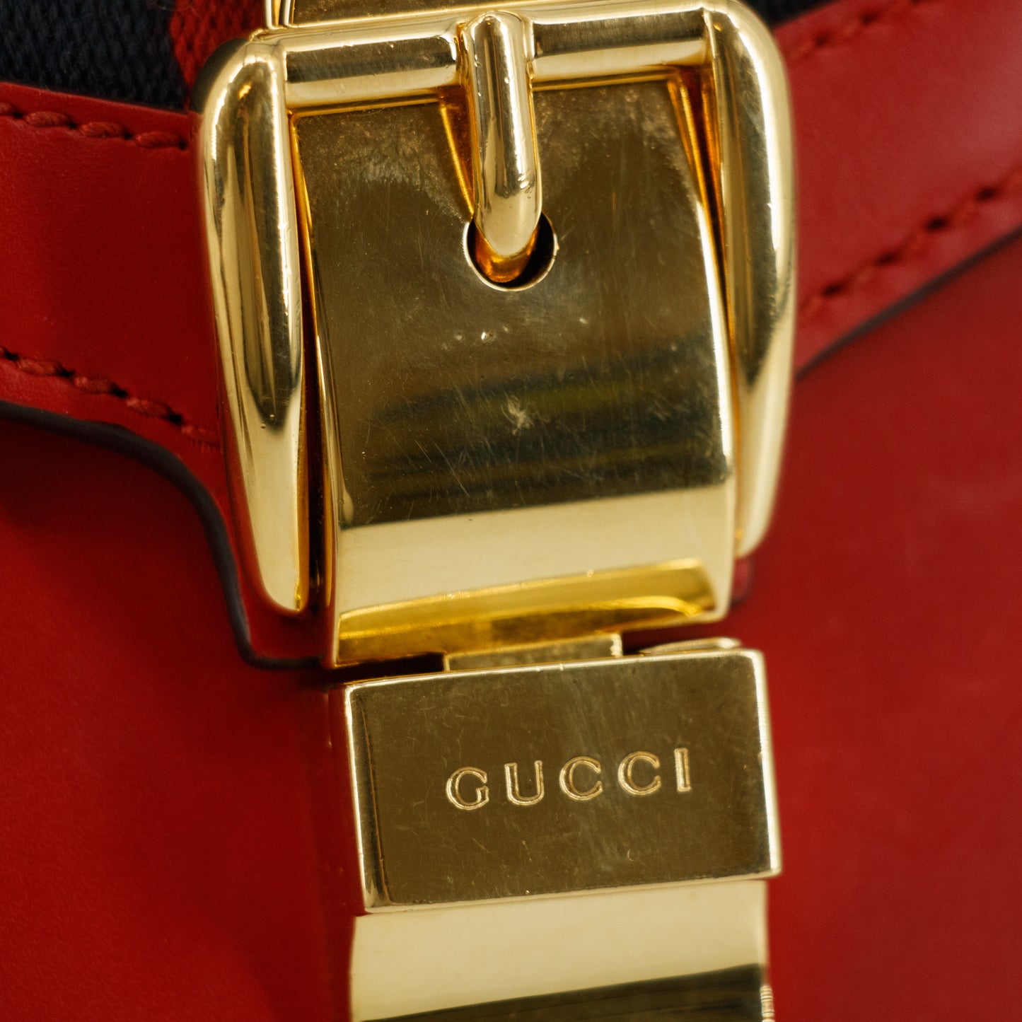 Gucci Sylvie Web Leather Red Chain Shoulder Bag #5295
