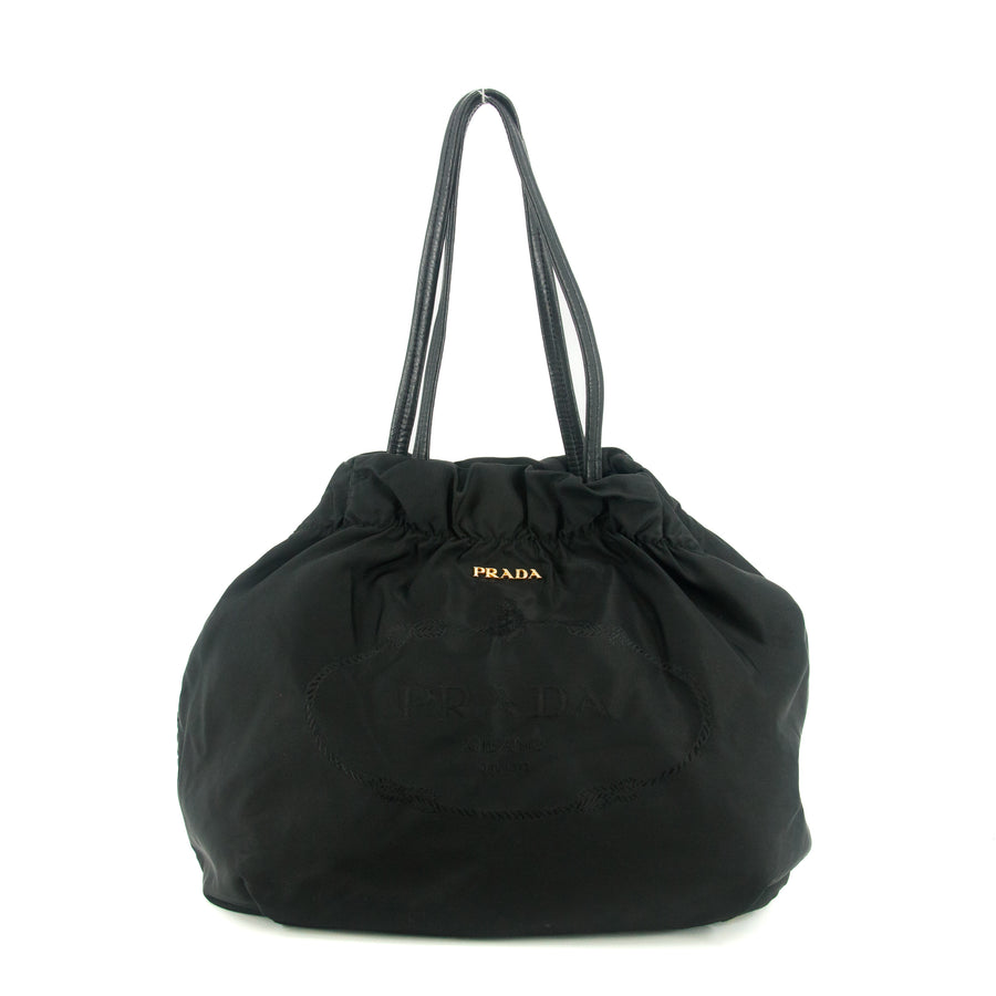 Prada Black Tessuto Nylon x Leather Shoulder Bag #7704