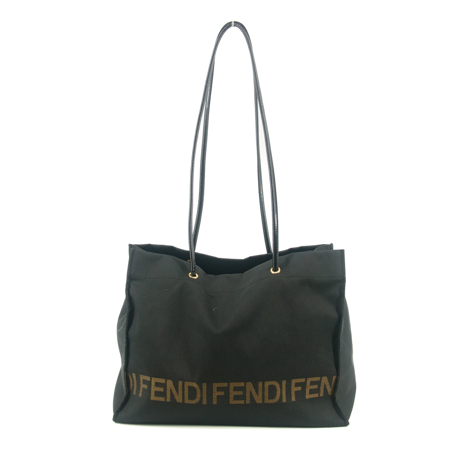 Fendi Shoulder Bag Zucchino Canvas Leather Black #9207