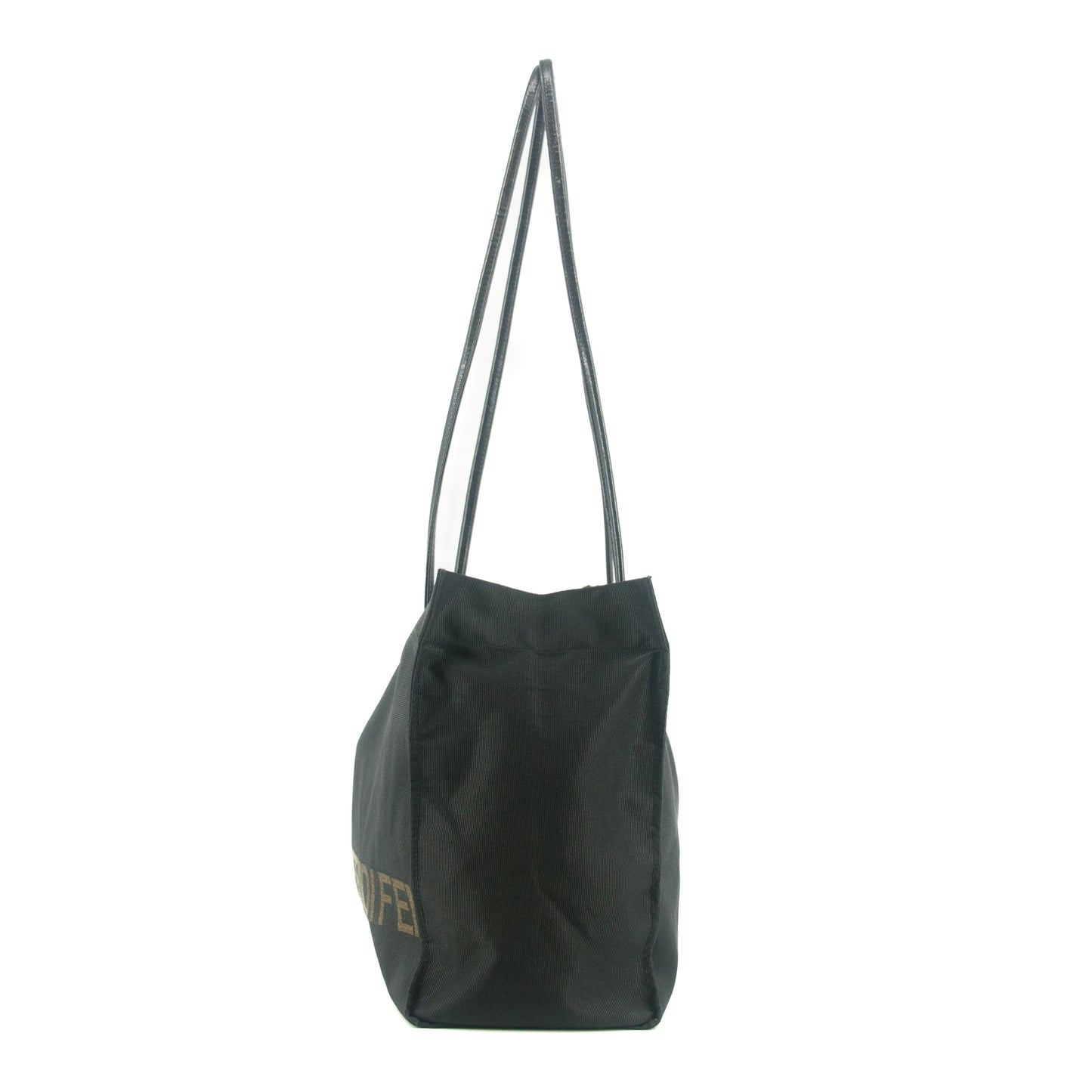 Fendi Shoulder Bag Zucchino Canvas Leather Black #9207