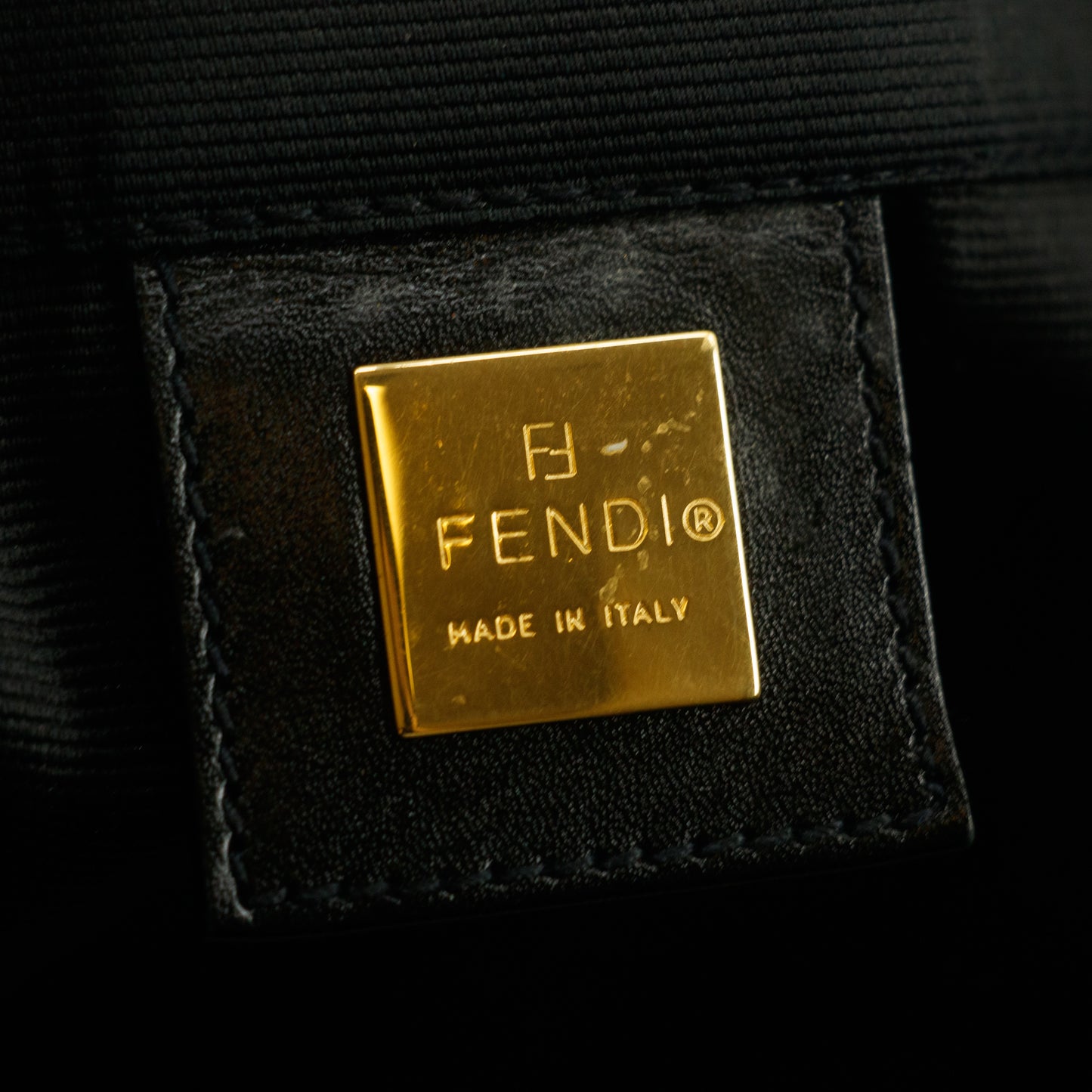 Fendi Shoulder Bag Zucchino Canvas Leather Black #9207
