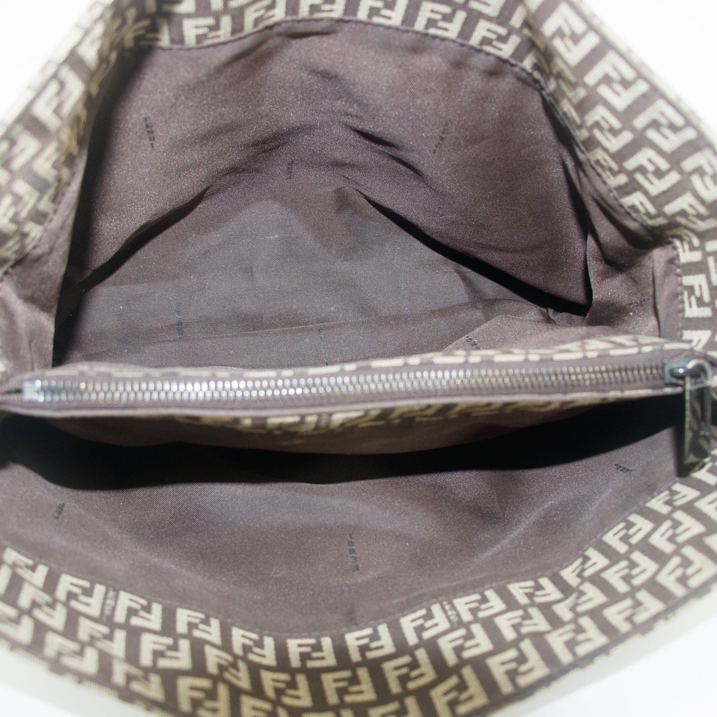 Fendi Tote Zucchino Canvas Leather Brown Beige #9208