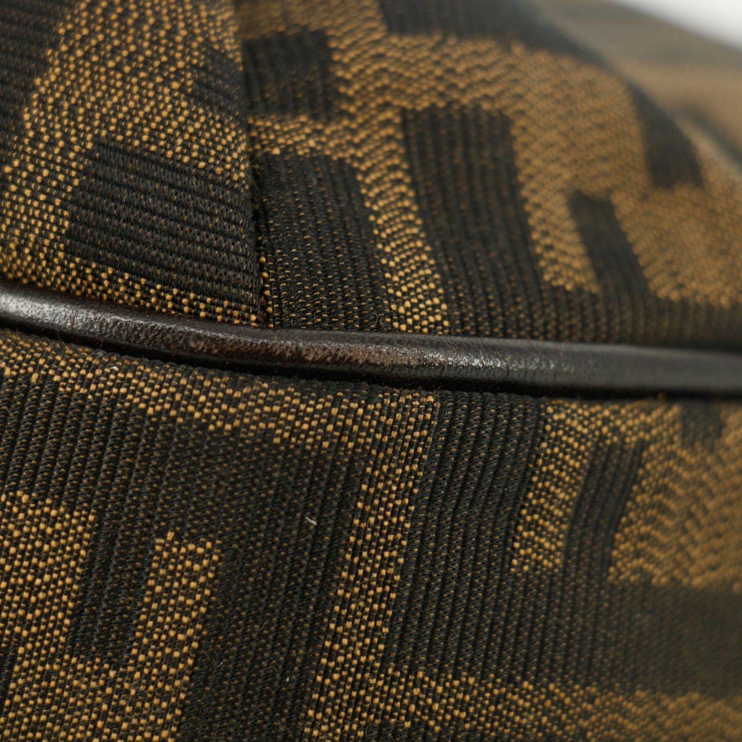 Fendi Shoulder Bag Zucca Canvas Leather Khaki Brown #9210