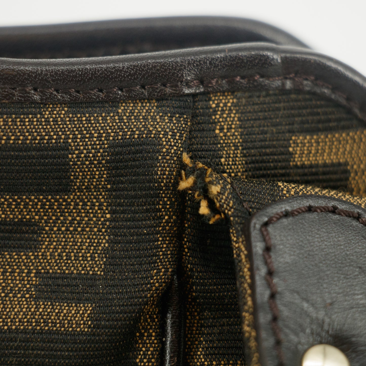 Fendi Shoulder Bag Zucca Canvas Leather Khaki Brown #9210