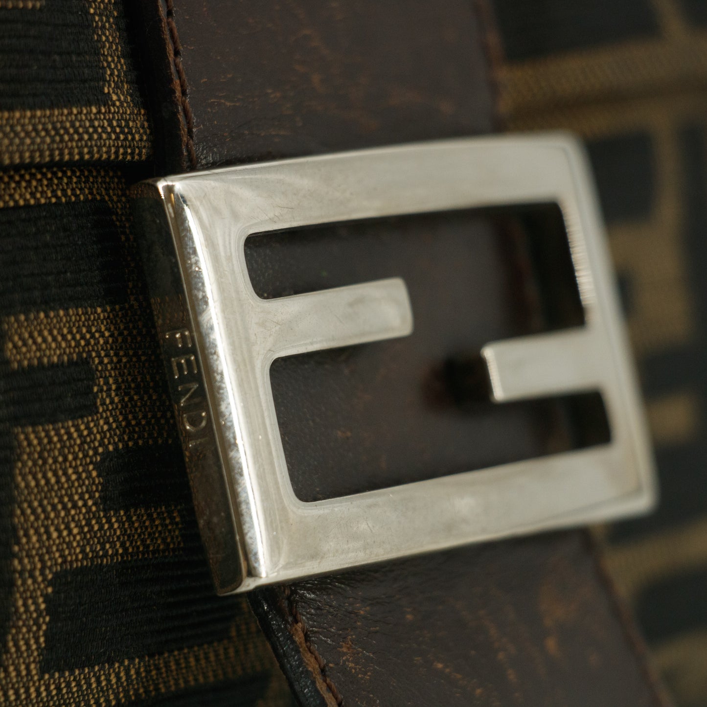 Fendi Brown Baguette Zucca Canvas Shoulder Bag #9217