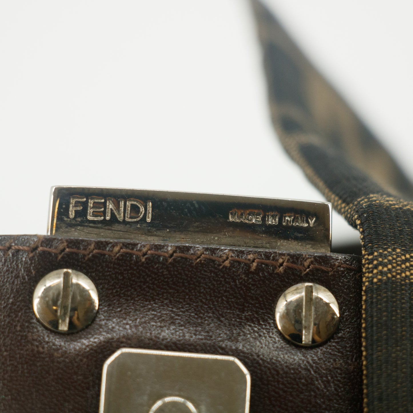 Fendi Brown Baguette Zucca Canvas Shoulder Bag #9217