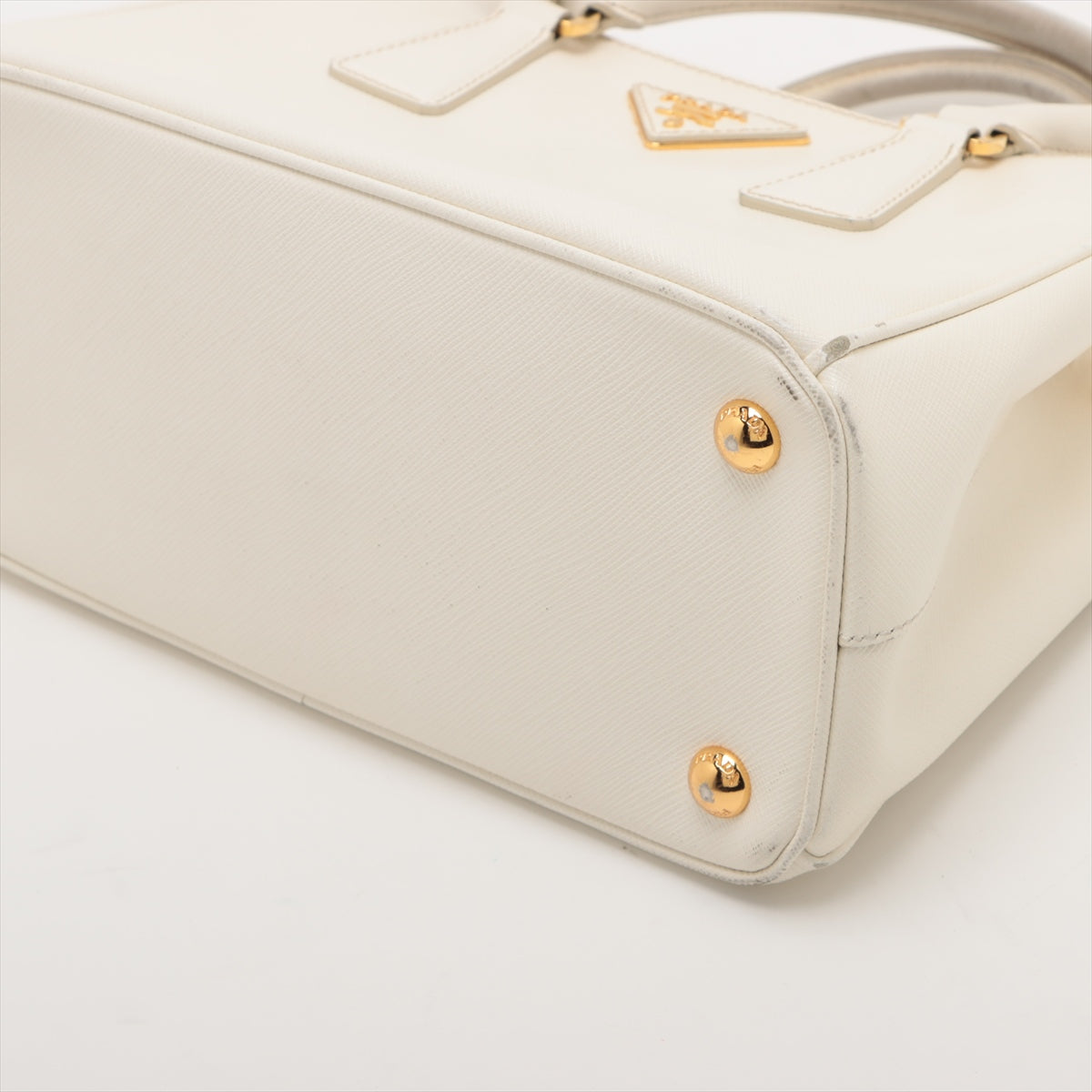 Prada Saffiano Lux Small White Galleria Double Zip Tote Bag #1928